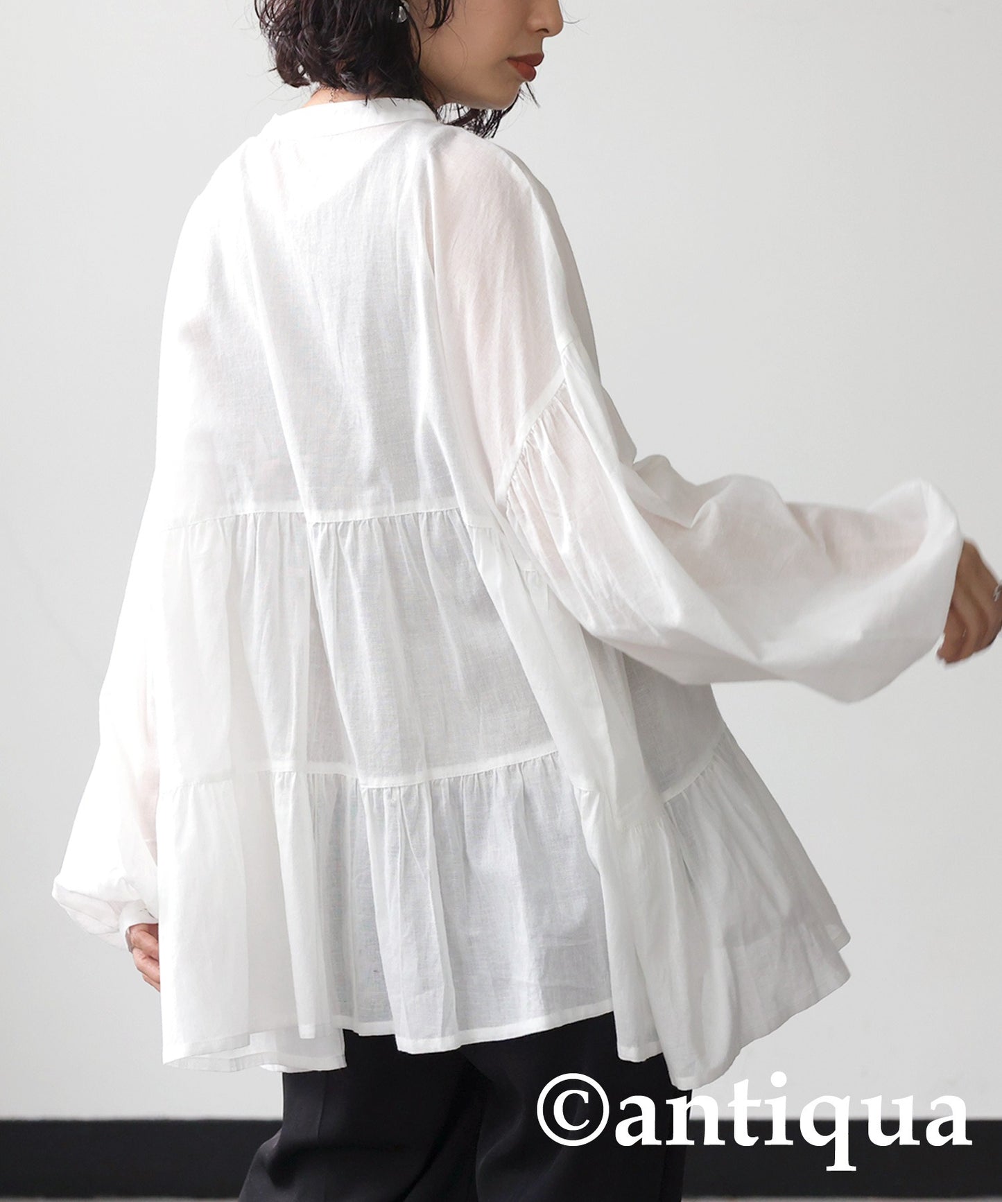 Gathered Cotton Blouse Ladies