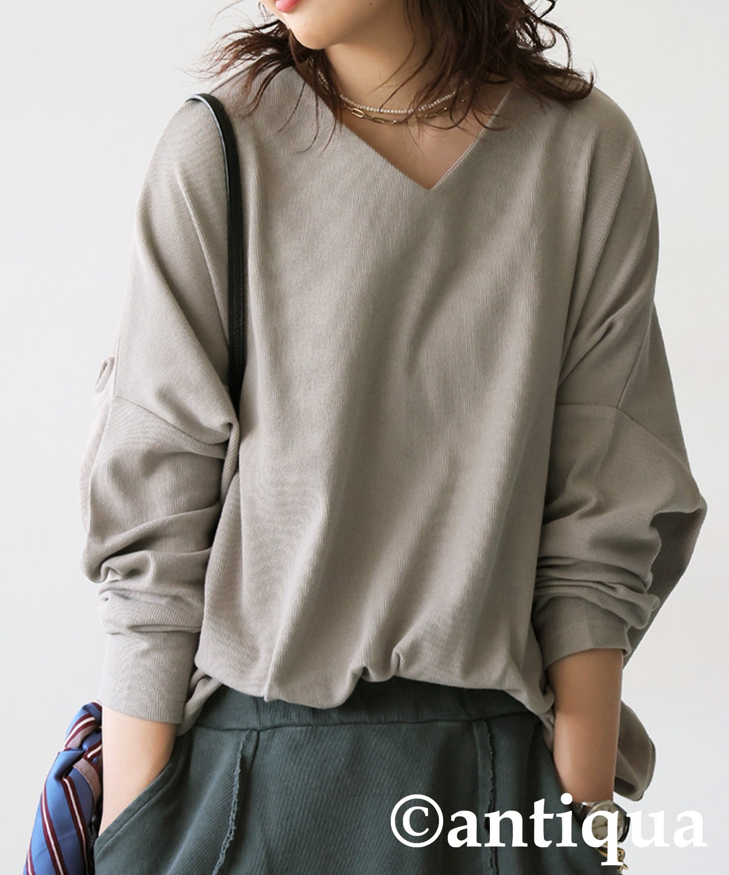Cocoon Rib Tops Long Sleeve Ladies