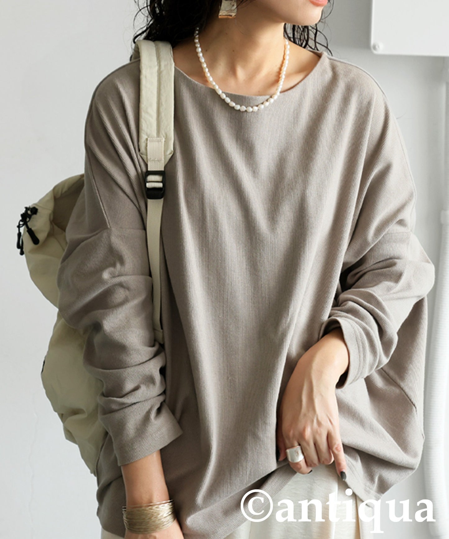 Cocoon Rib Tops Long Sleeve Ladies