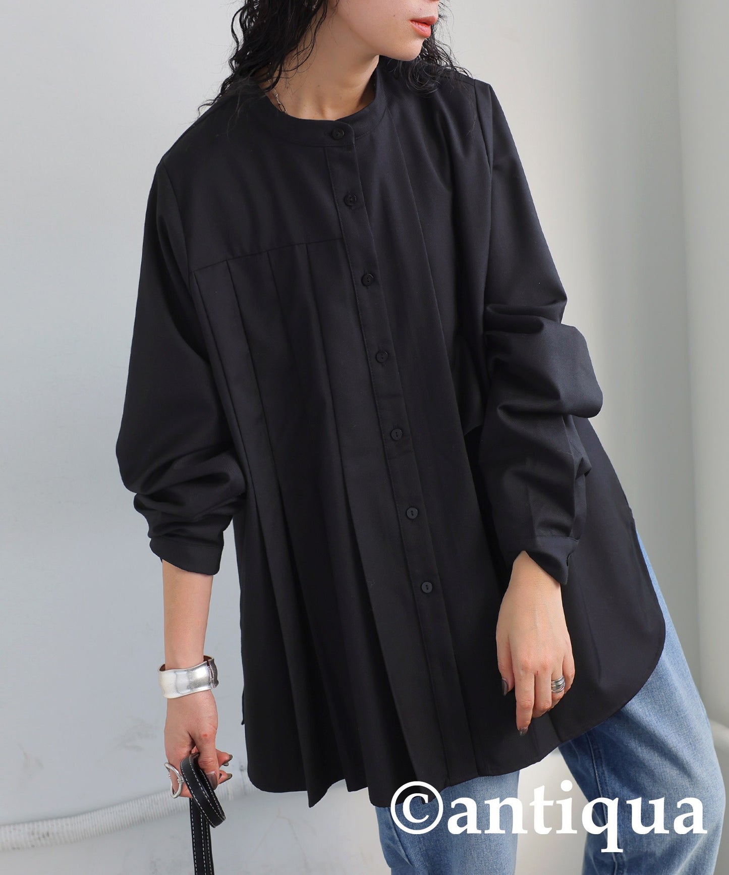 Asymmetric Pleated Shirt Ladies