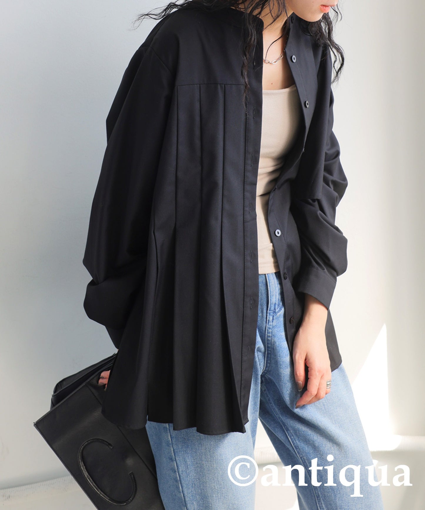 Asymmetric Pleated Shirt Ladies