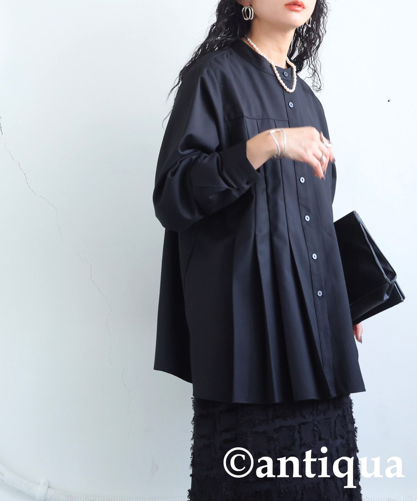 Asymmetric Pleated Shirt Ladies