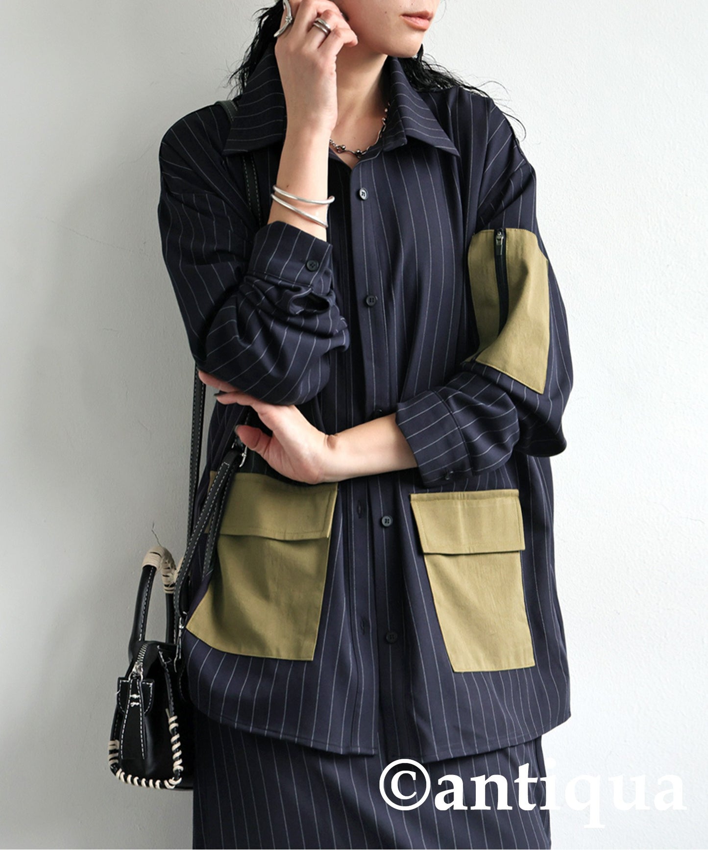 Striped Patch Pocket Shirt Ladies