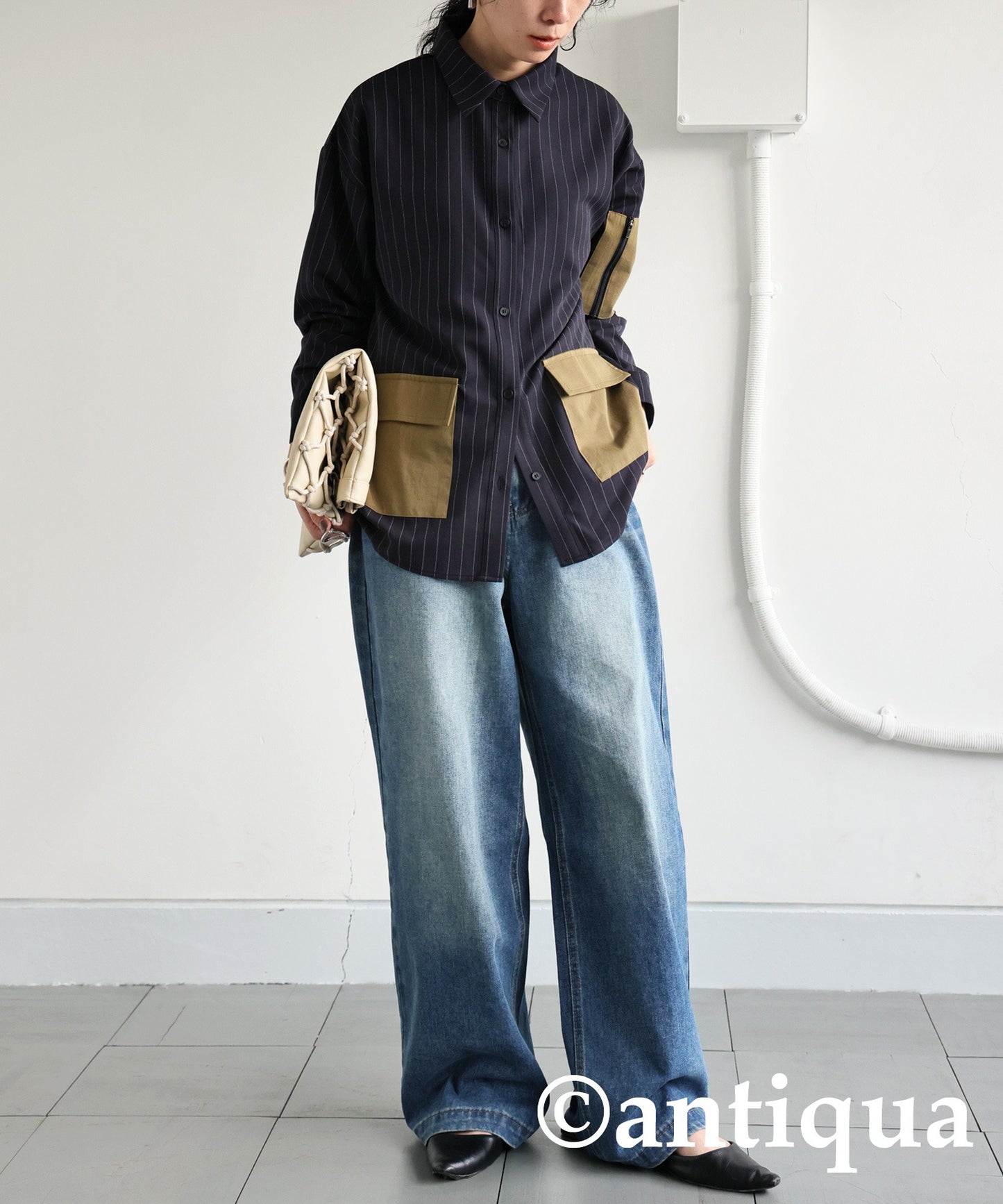 Striped Patch Pocket Shirt Ladies