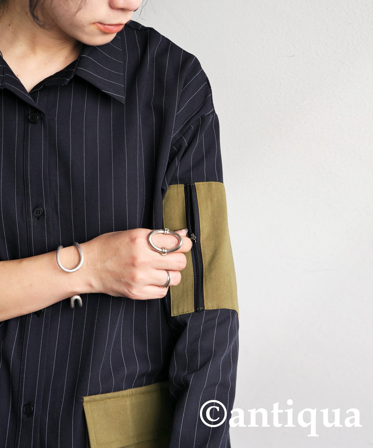 Striped Patch Pocket Shirt Ladies