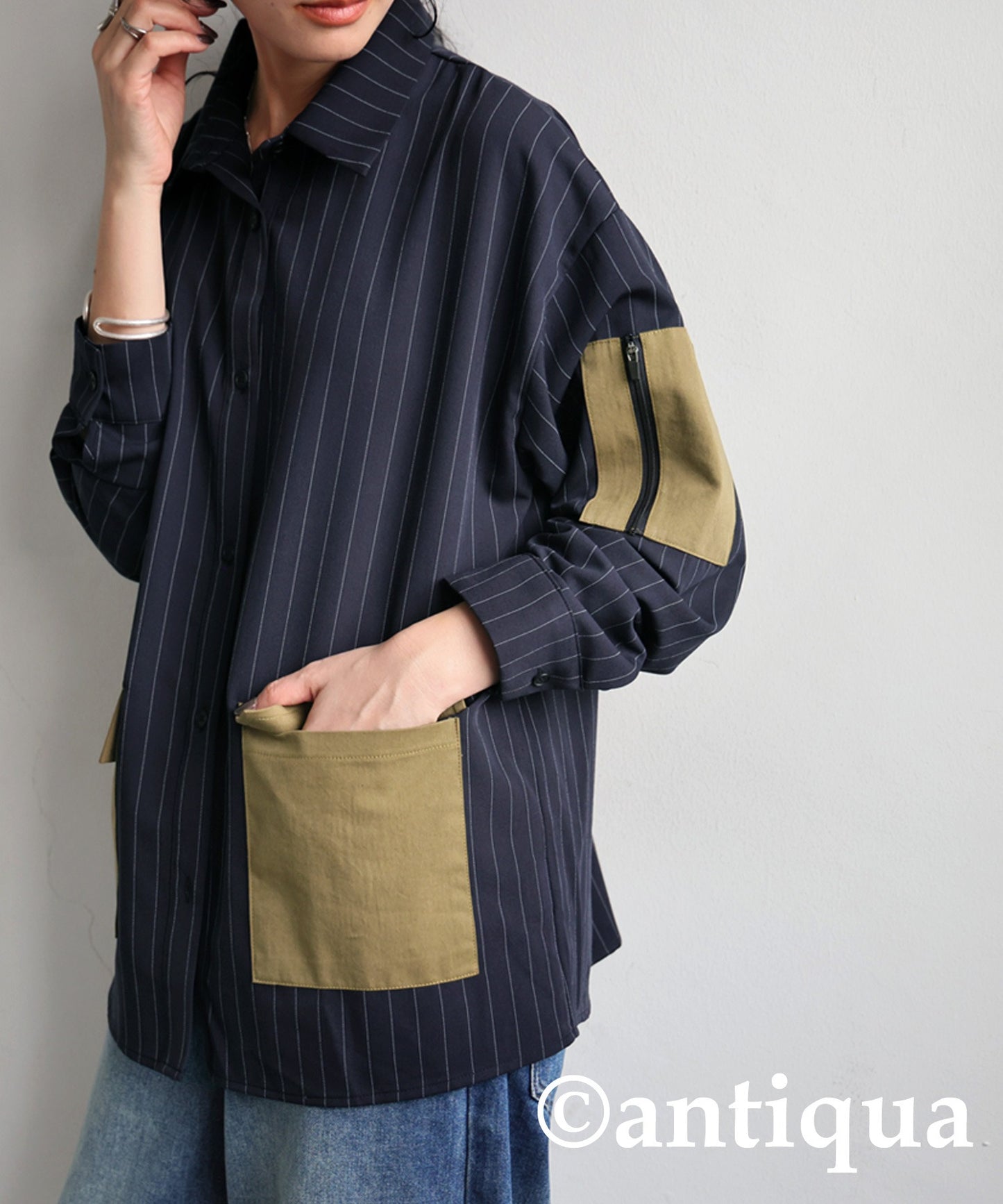 Striped Patch Pocket Shirt Ladies