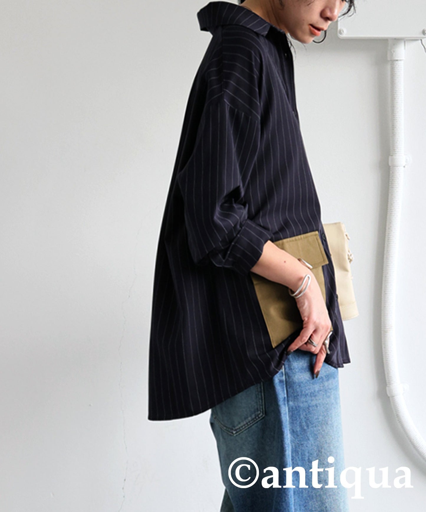 Striped Patch Pocket Shirt Ladies