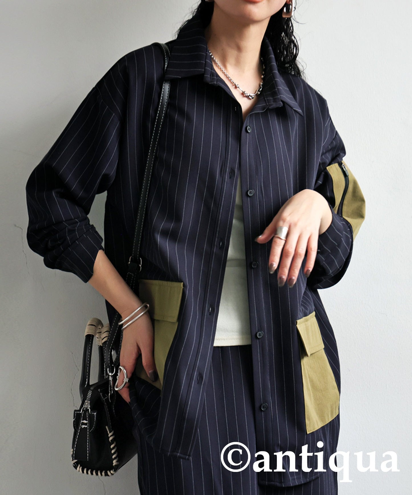 Striped Patch Pocket Shirt Ladies