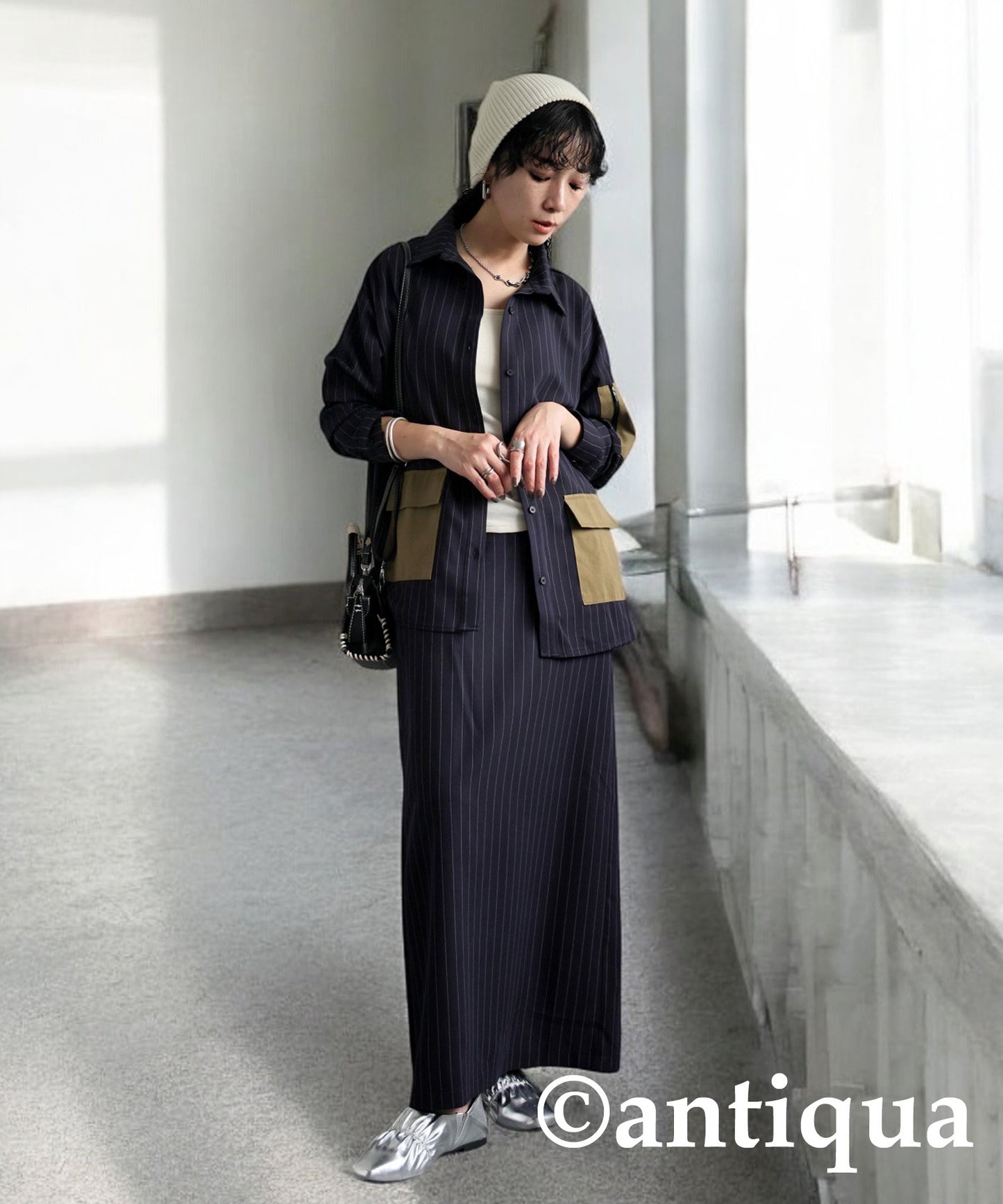 Striped Patch Pocket Shirt Ladies