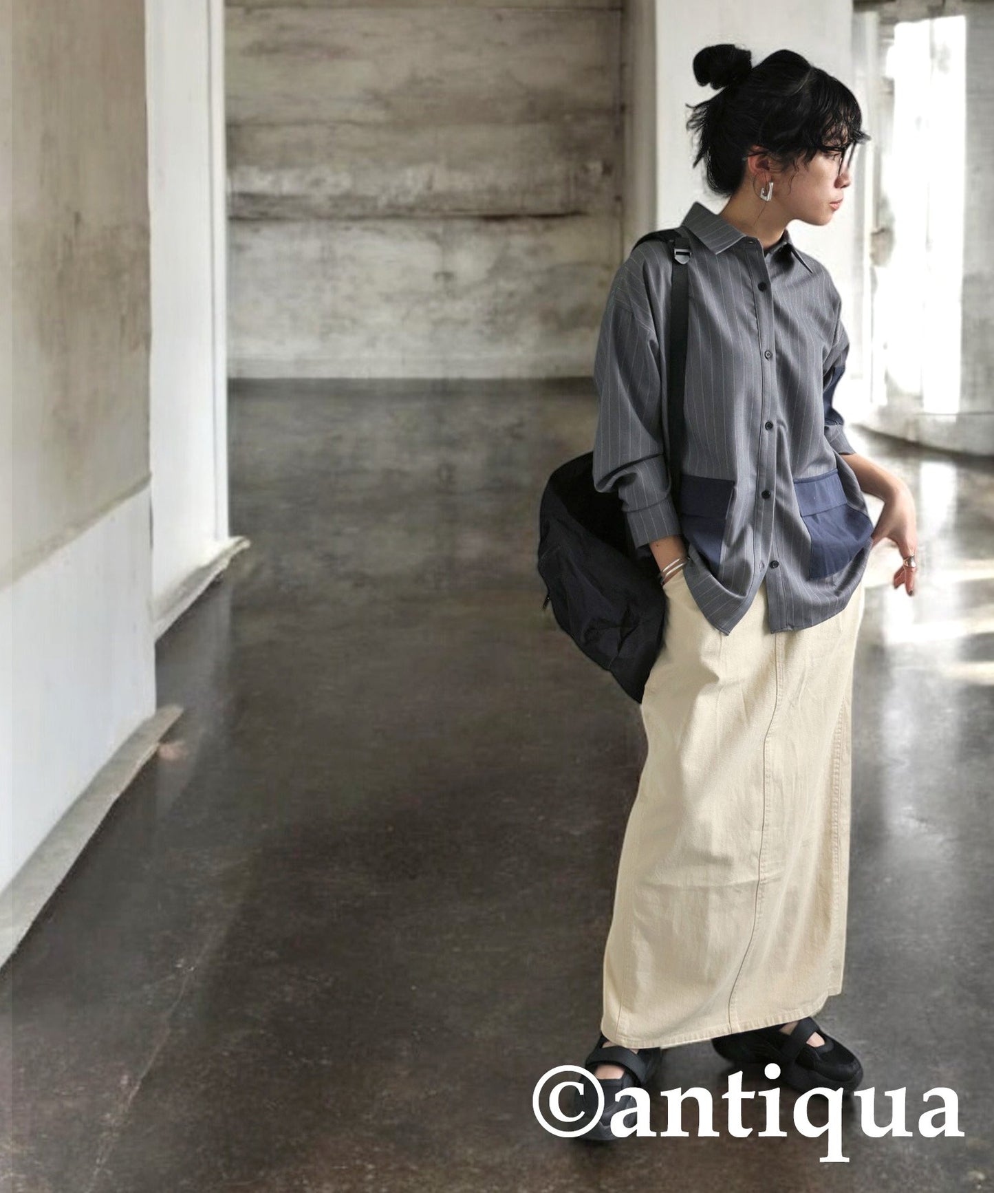 Striped Patch Pocket Shirt Ladies