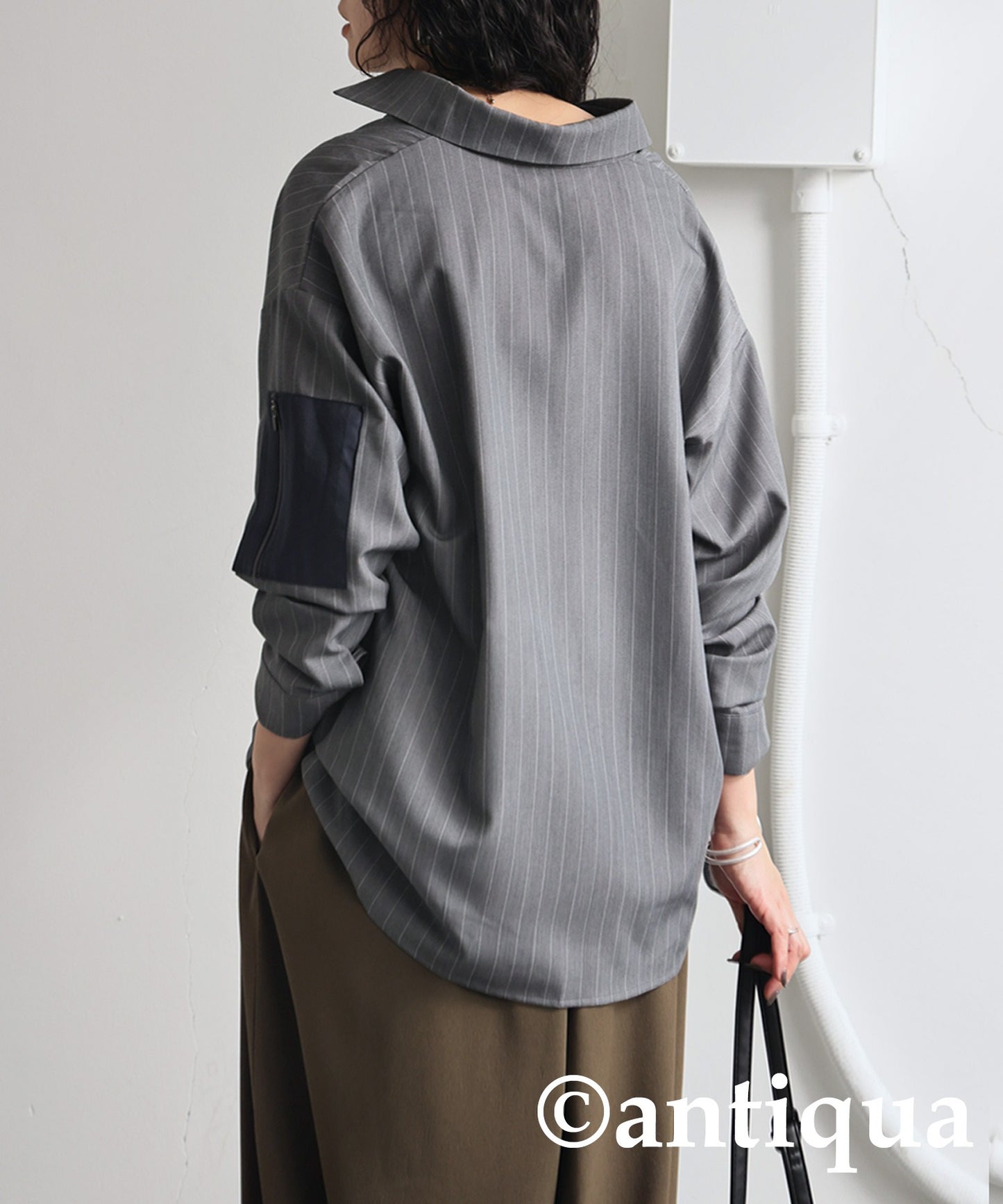 Striped Patch Pocket Shirt Ladies