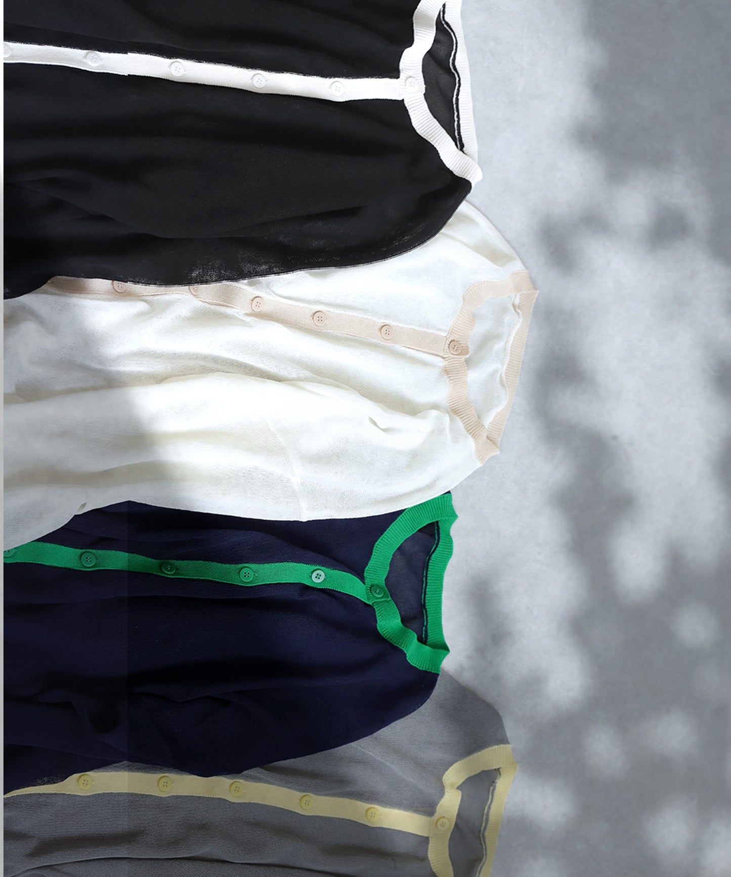 Color Matching Sheer Knit Cardigan Ladies