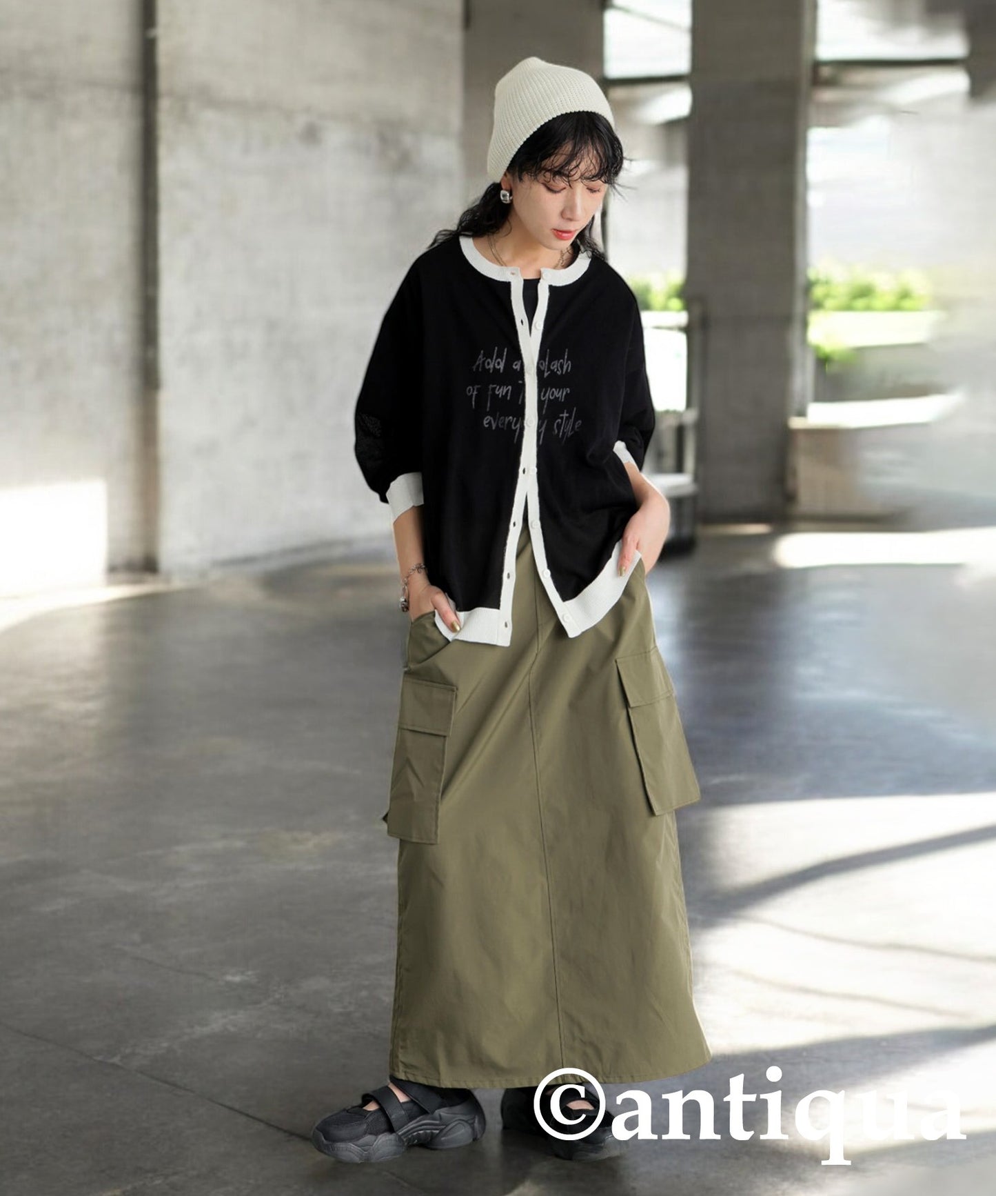 Color Matching Sheer Knit Cardigan Ladies