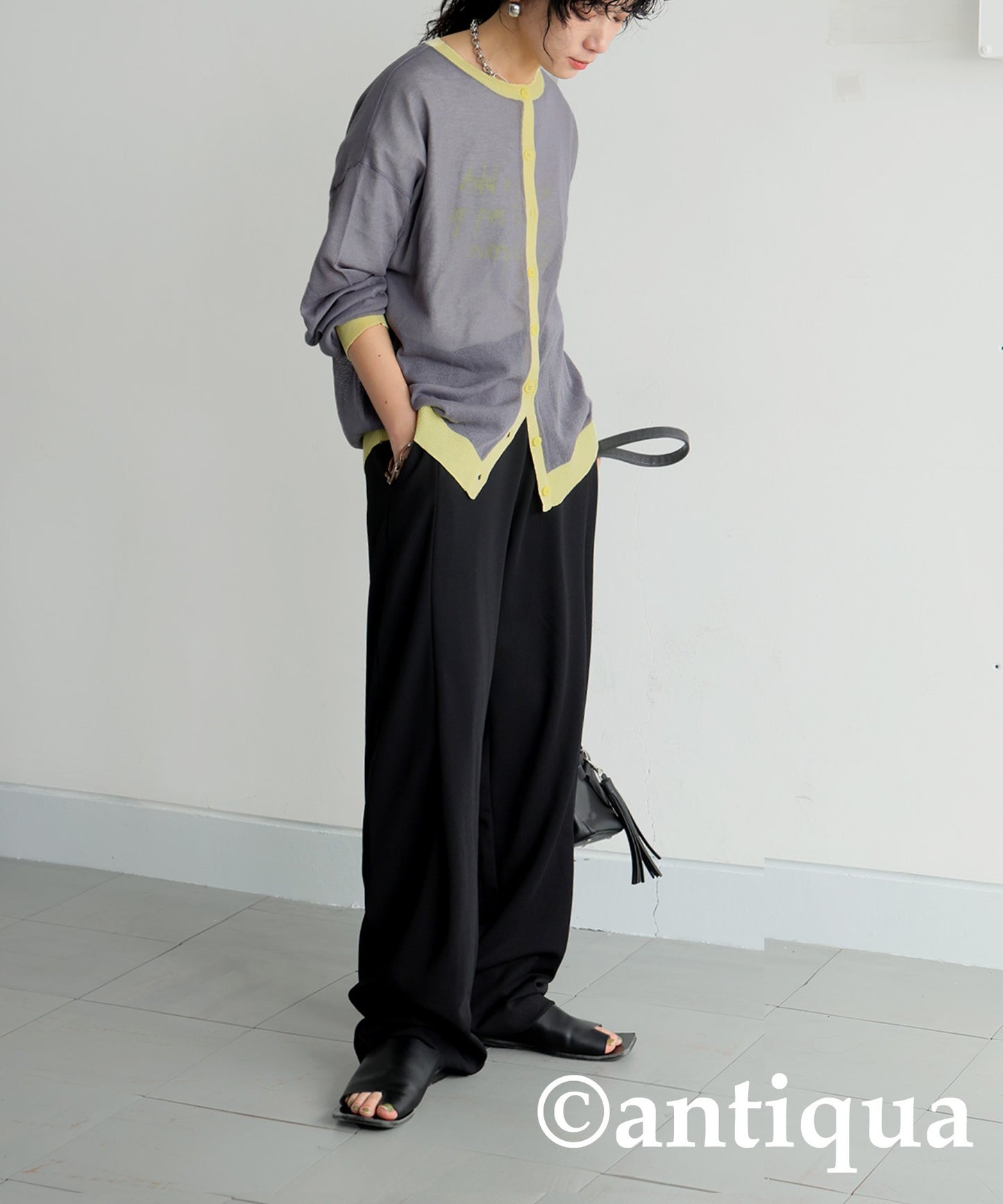 Color Matching Sheer Knit Cardigan Ladies