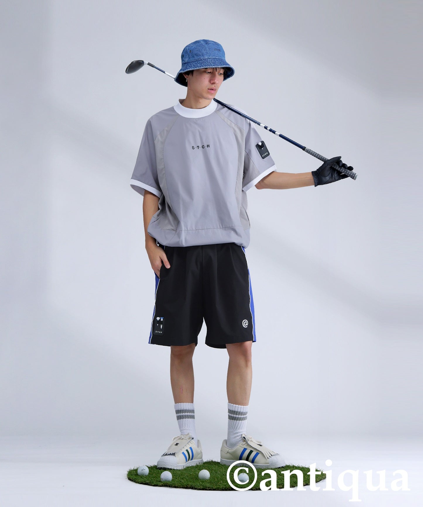 ANTIQUA GOLF×STCH Line Design Shorts Men's