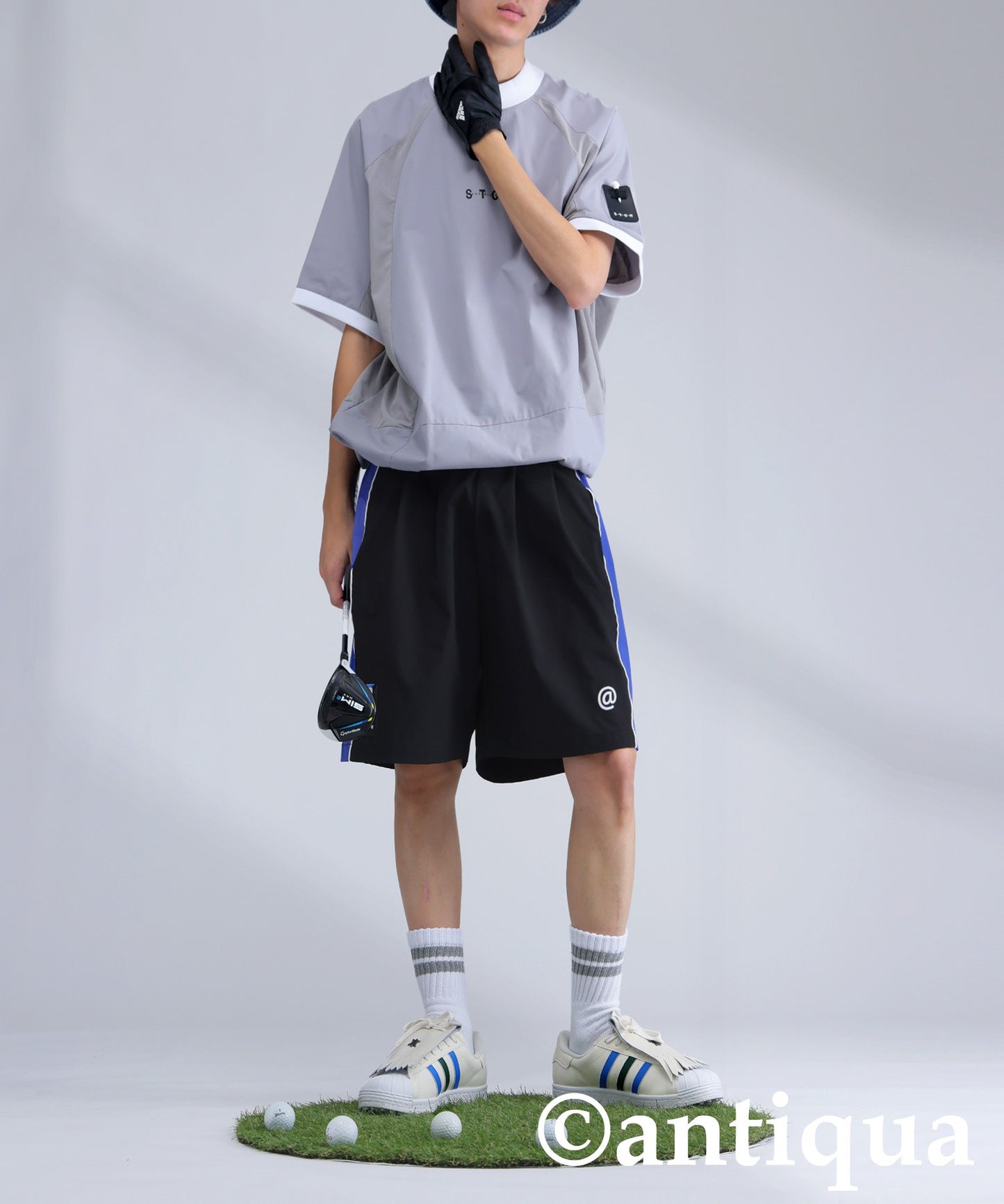 ANTIQUA GOLF×STCH Line Design Shorts Men's