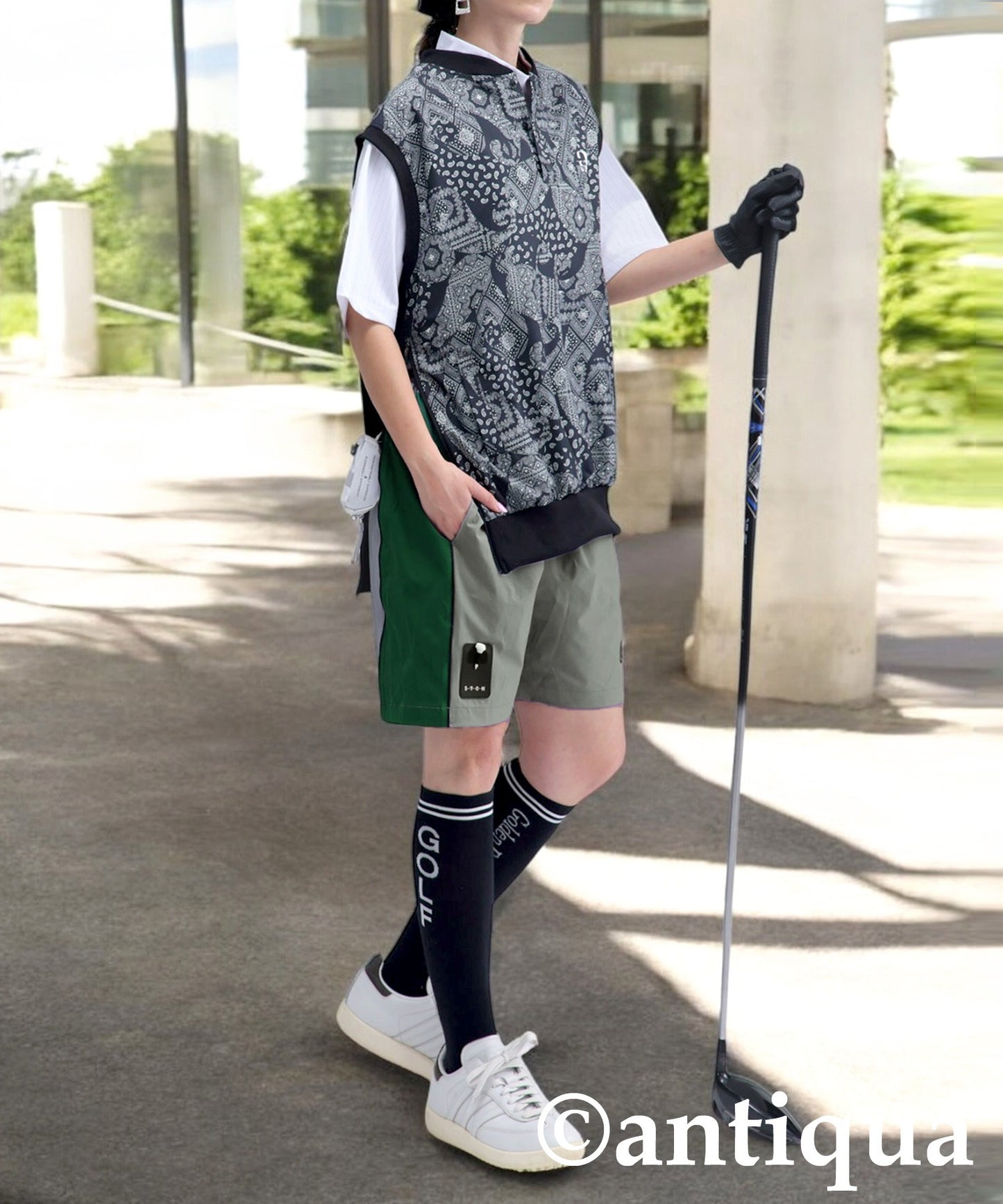 ANTIQUA GOLF×STCH Line Design Shorts Ladies
