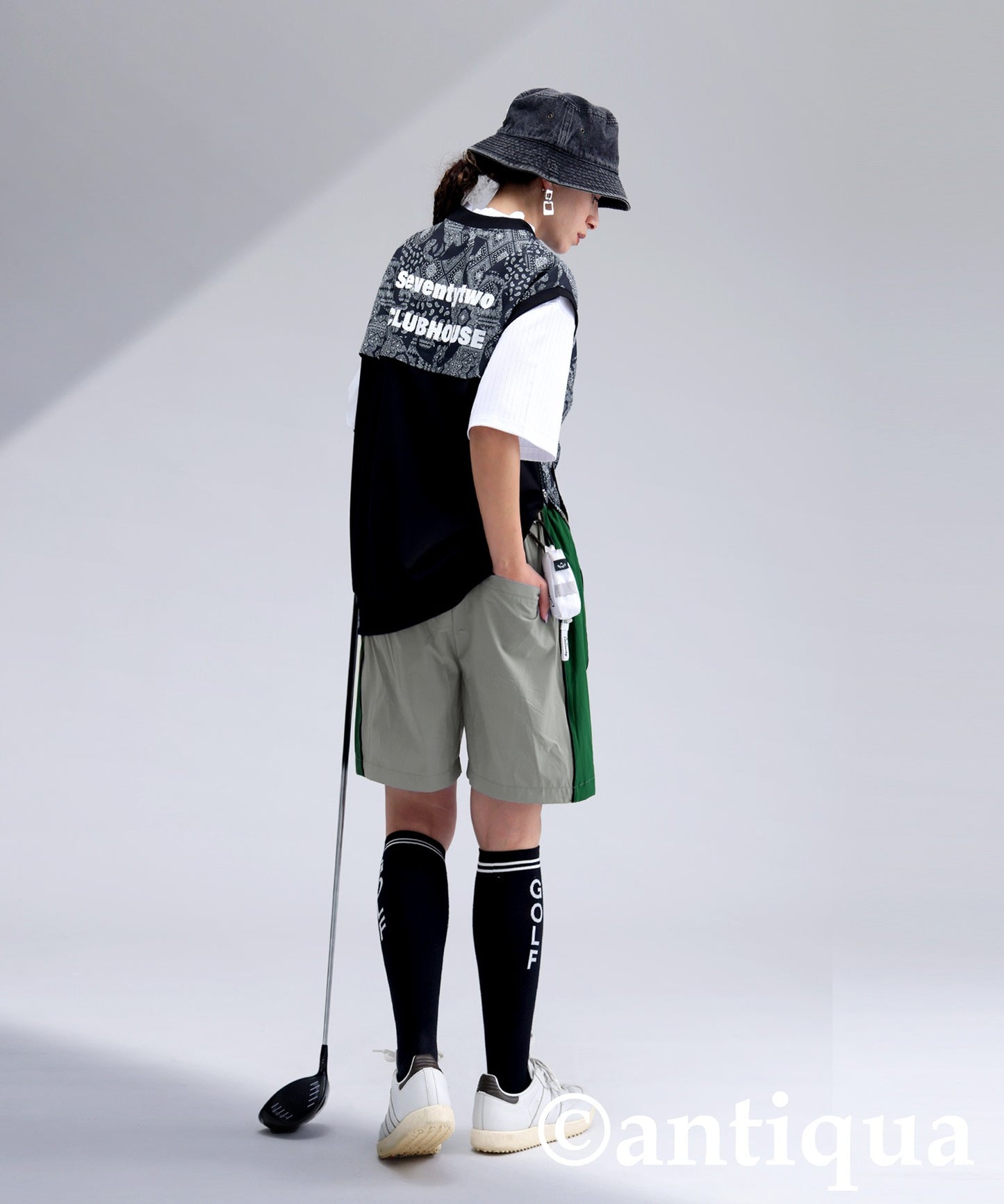 ANTIQUA GOLF×STCH Line Design Shorts Ladies