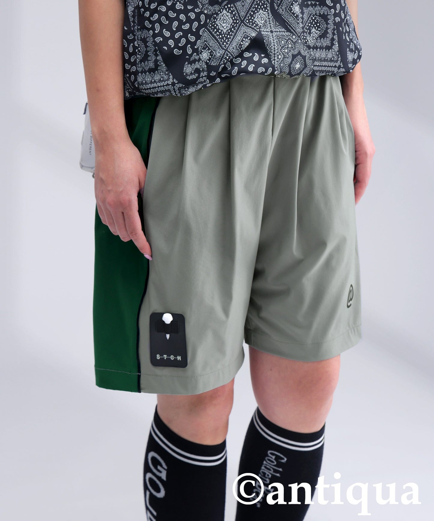 ANTIQUA GOLF×STCH Line Design Shorts Ladies