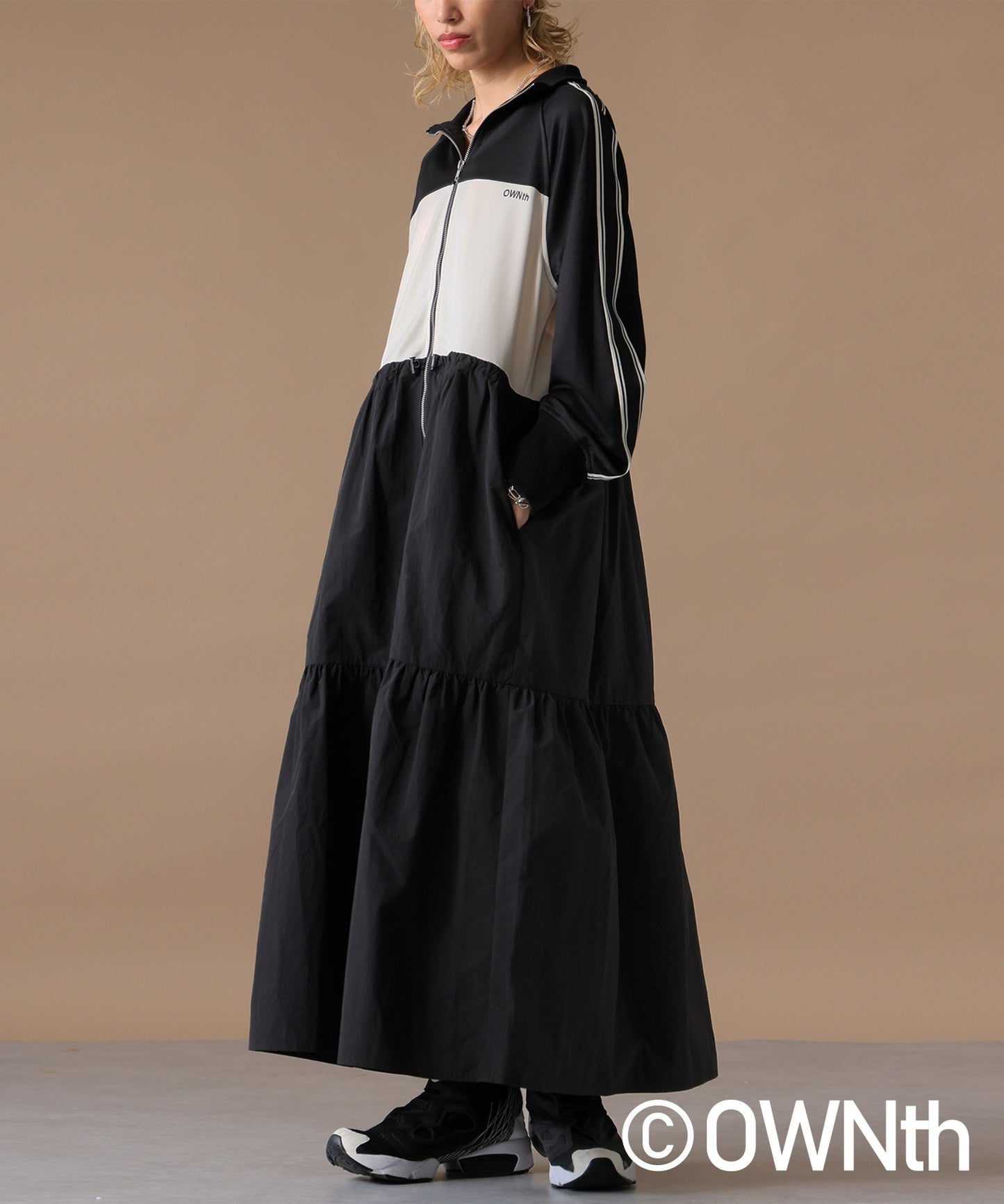 OWNth Drawstring Gathered Zip-Line Dress Ladies