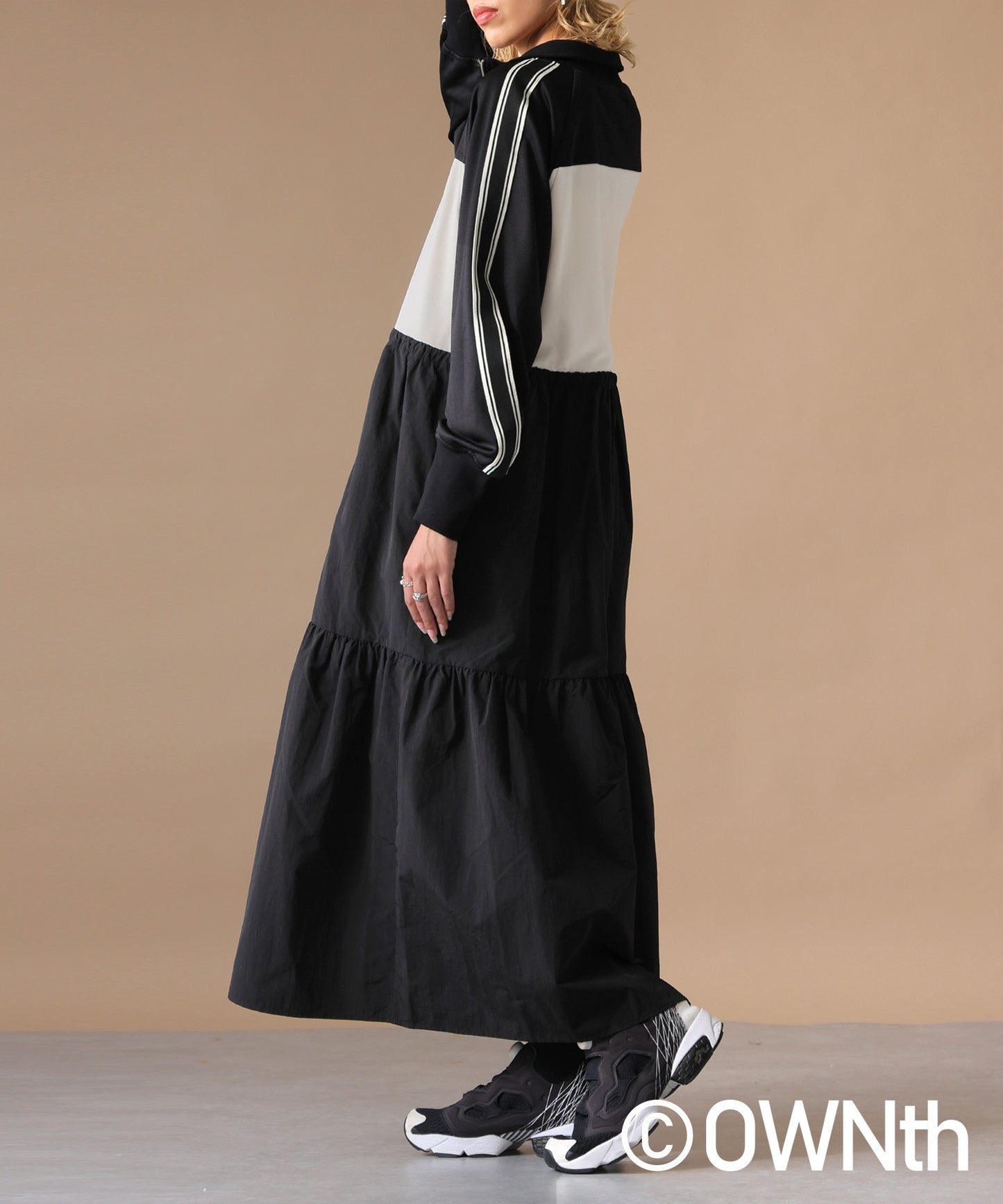 OWNth Drawstring Gathered Zip-Line Dress Ladies