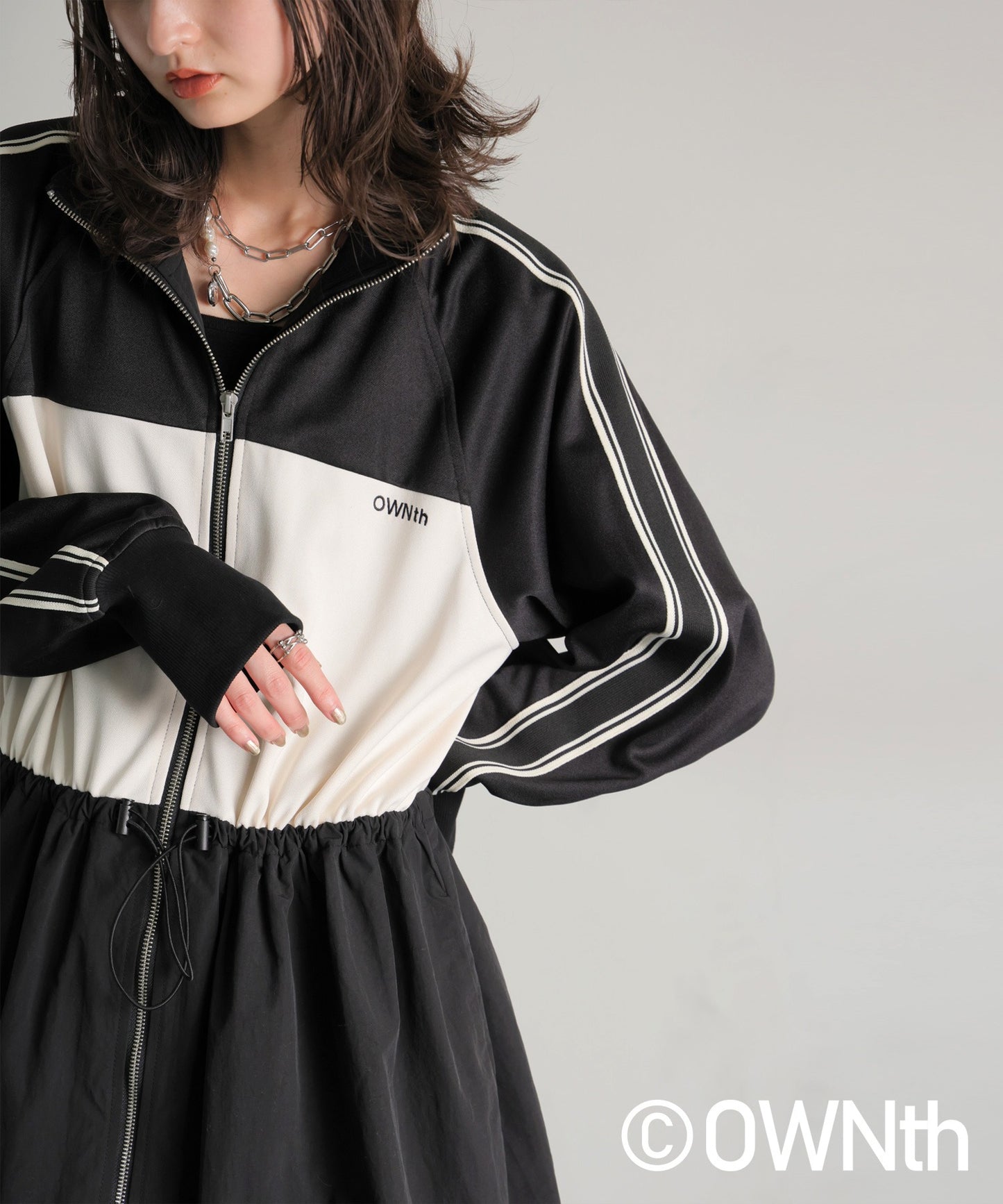 OWNth Drawstring Gathered Zip-Line Dress Ladies