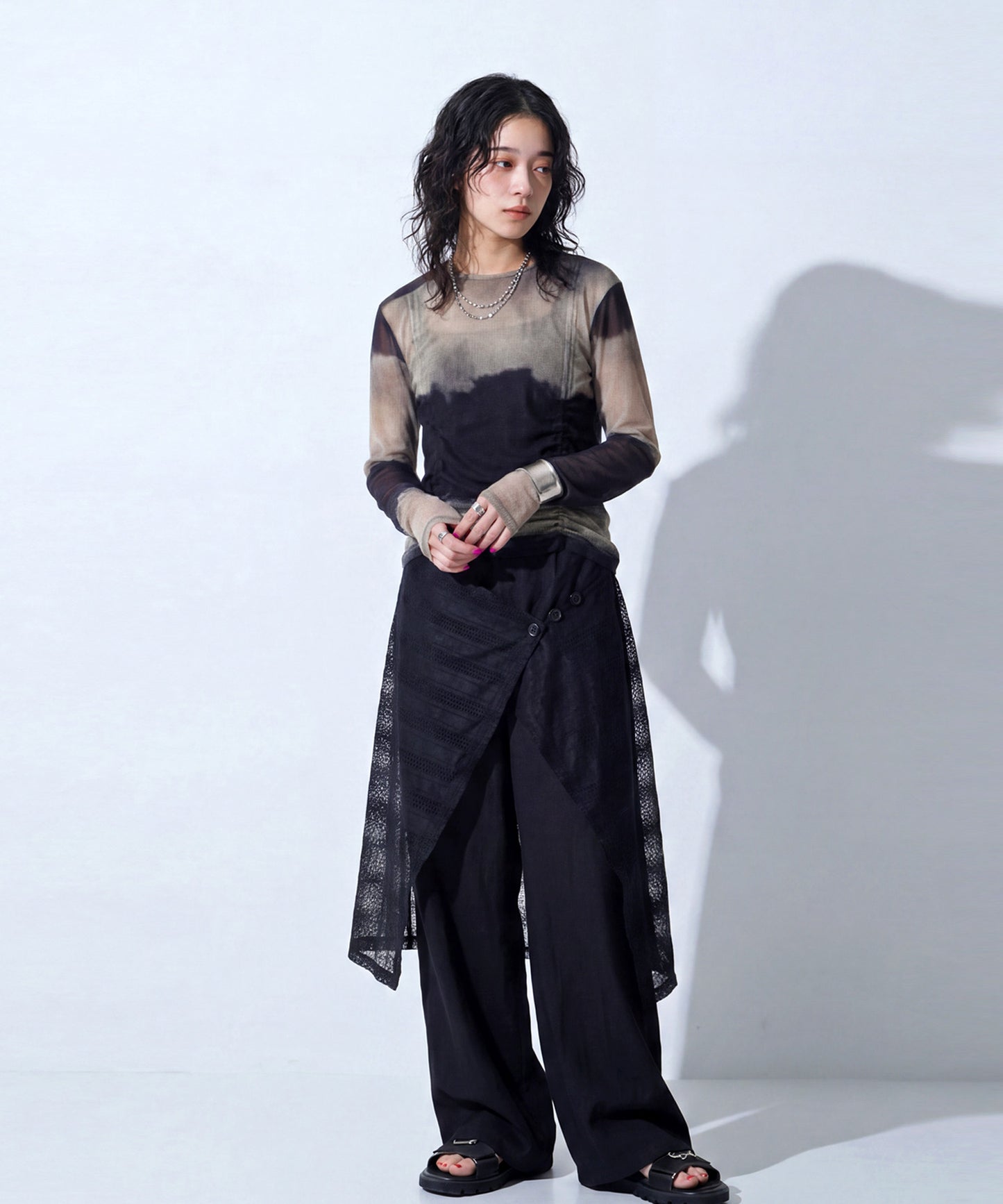 Layered-Look Wide-Leg Pants Ladies