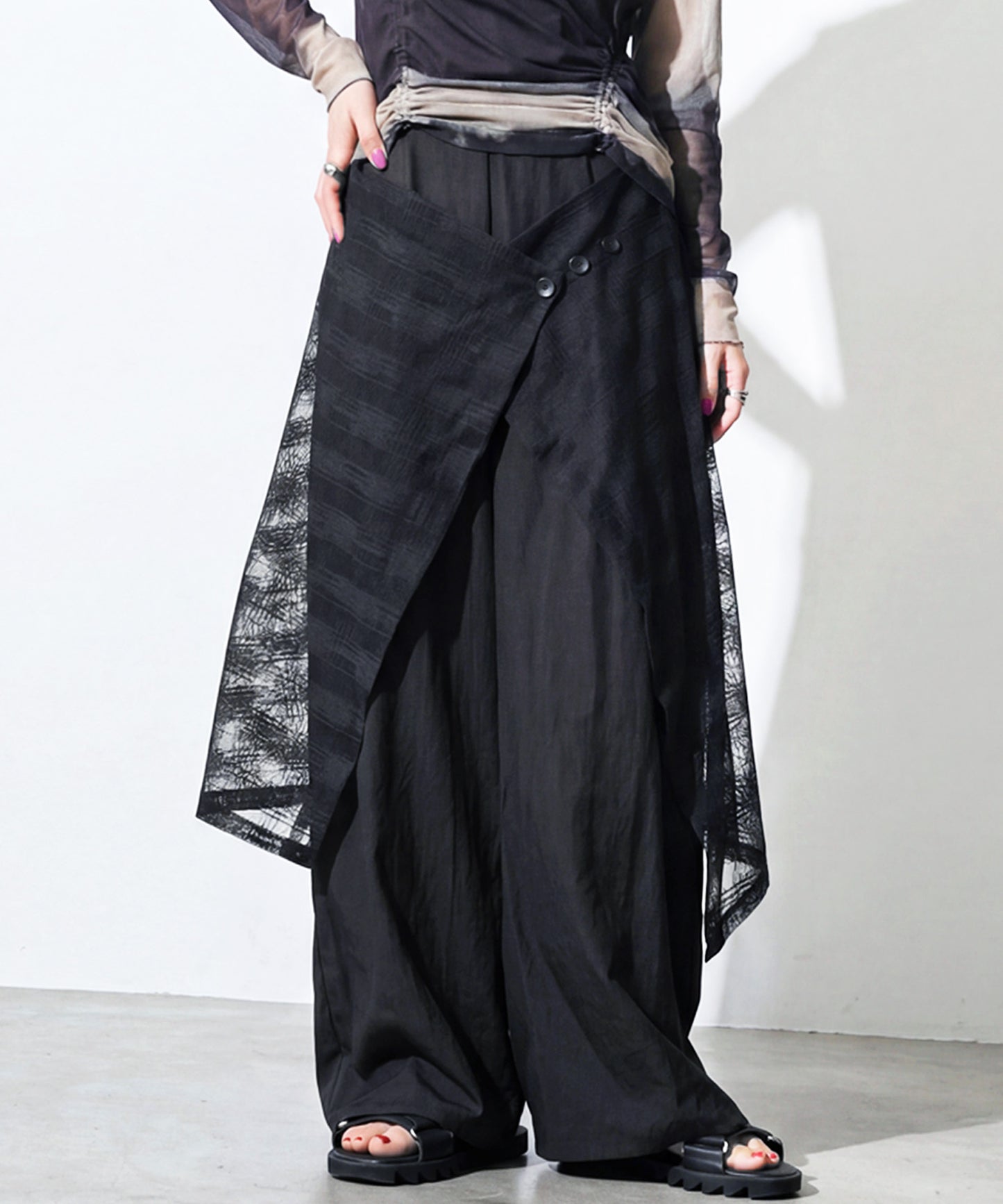 Layered-Look Wide-Leg Pants Ladies