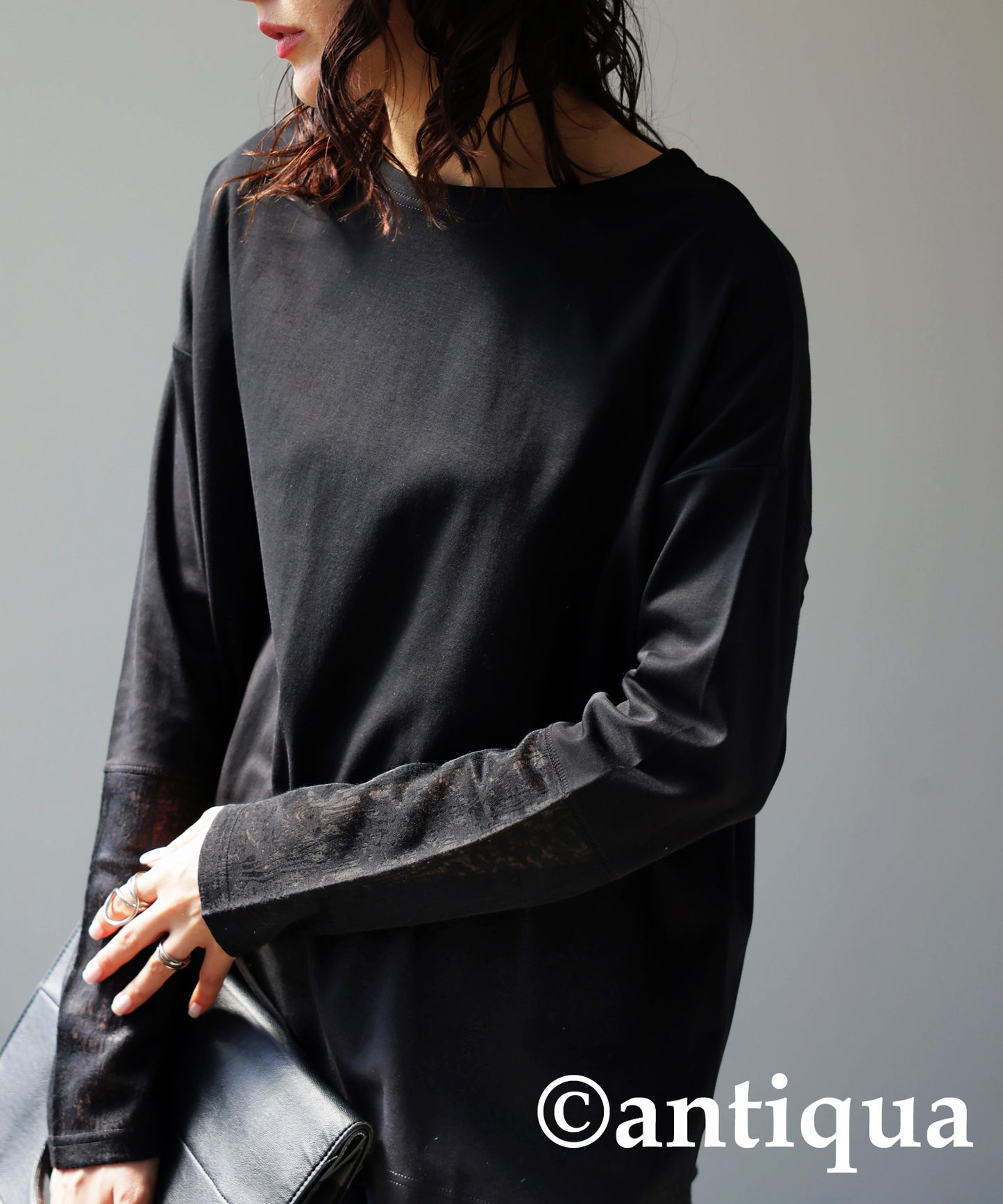 Lace Sleeve Long T-Shirt Ladies