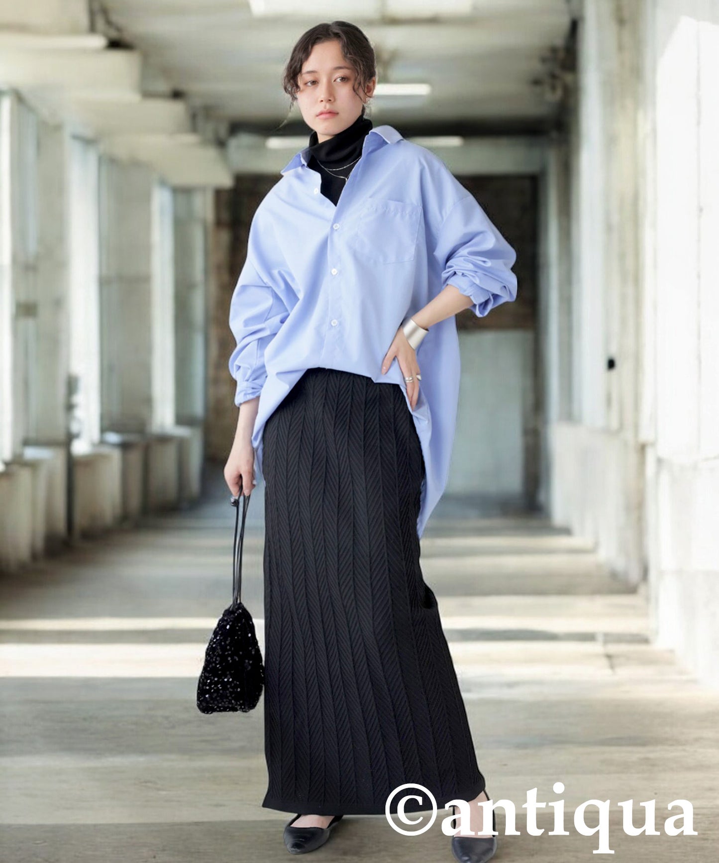 Herringbone Knit Skirt Ladies