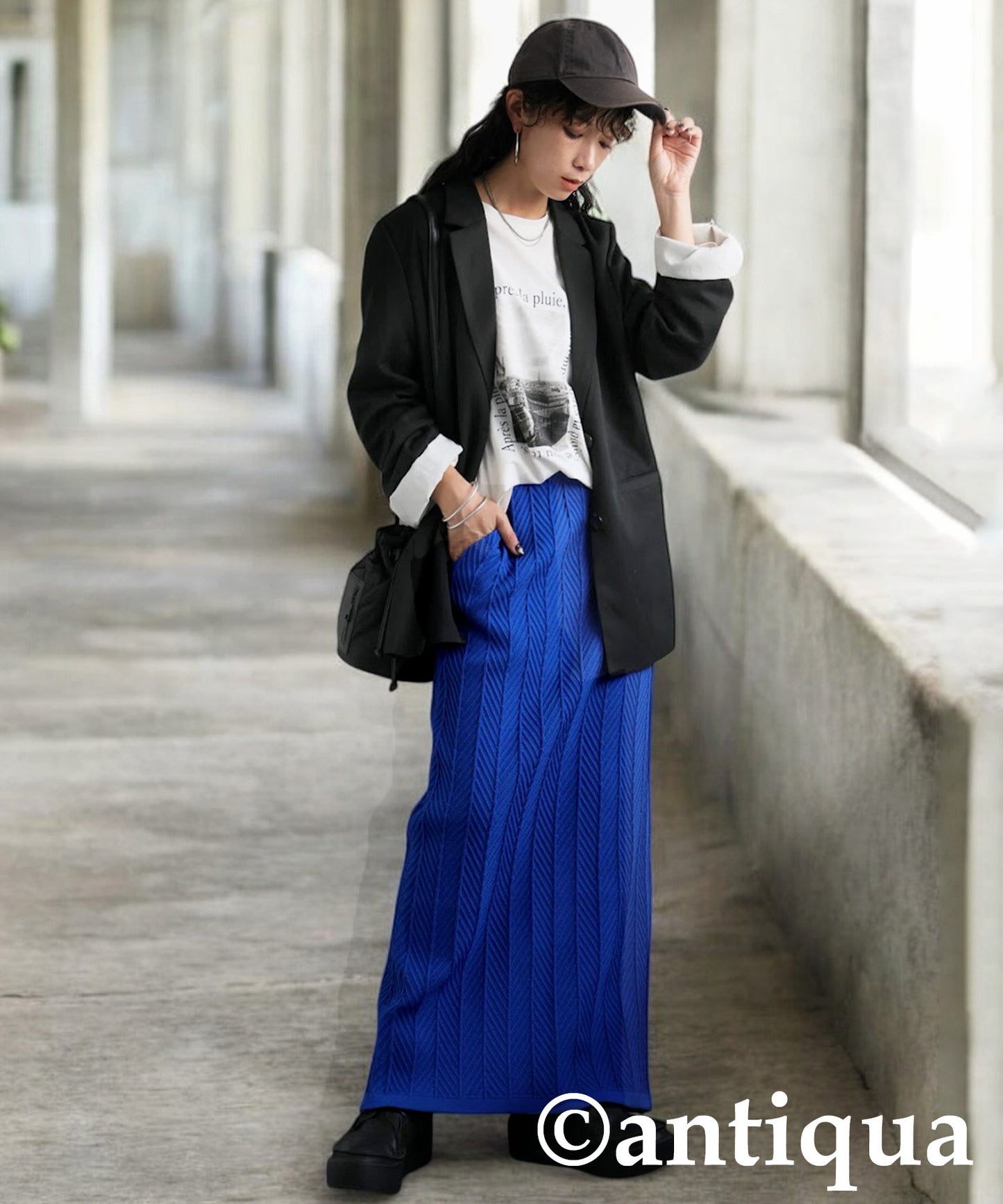 Herringbone Knit Skirt Ladies