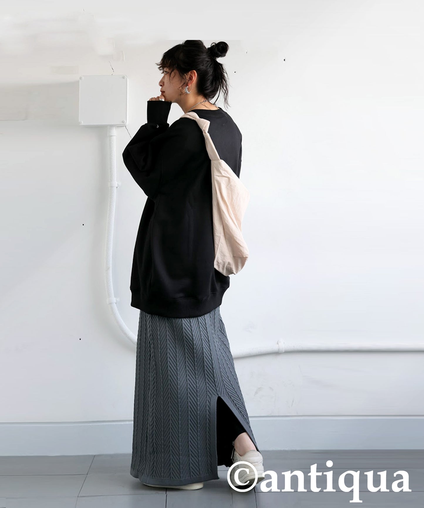 Herringbone Knit Skirt Ladies