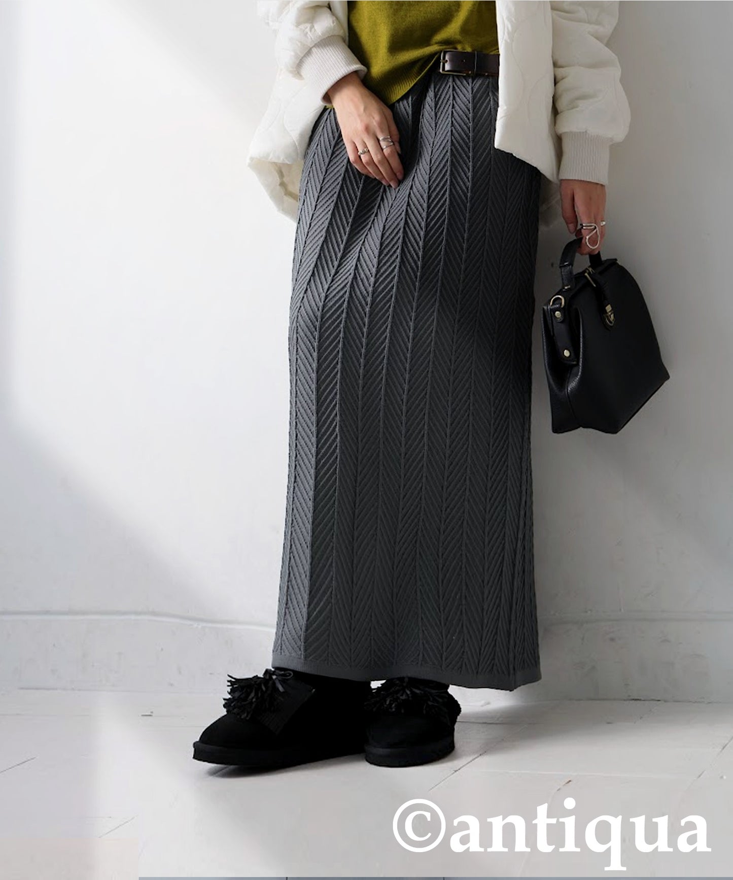 Herringbone Knit Skirt Ladies