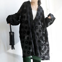 Dot pattern sheer jacket Ladies Long cardigan