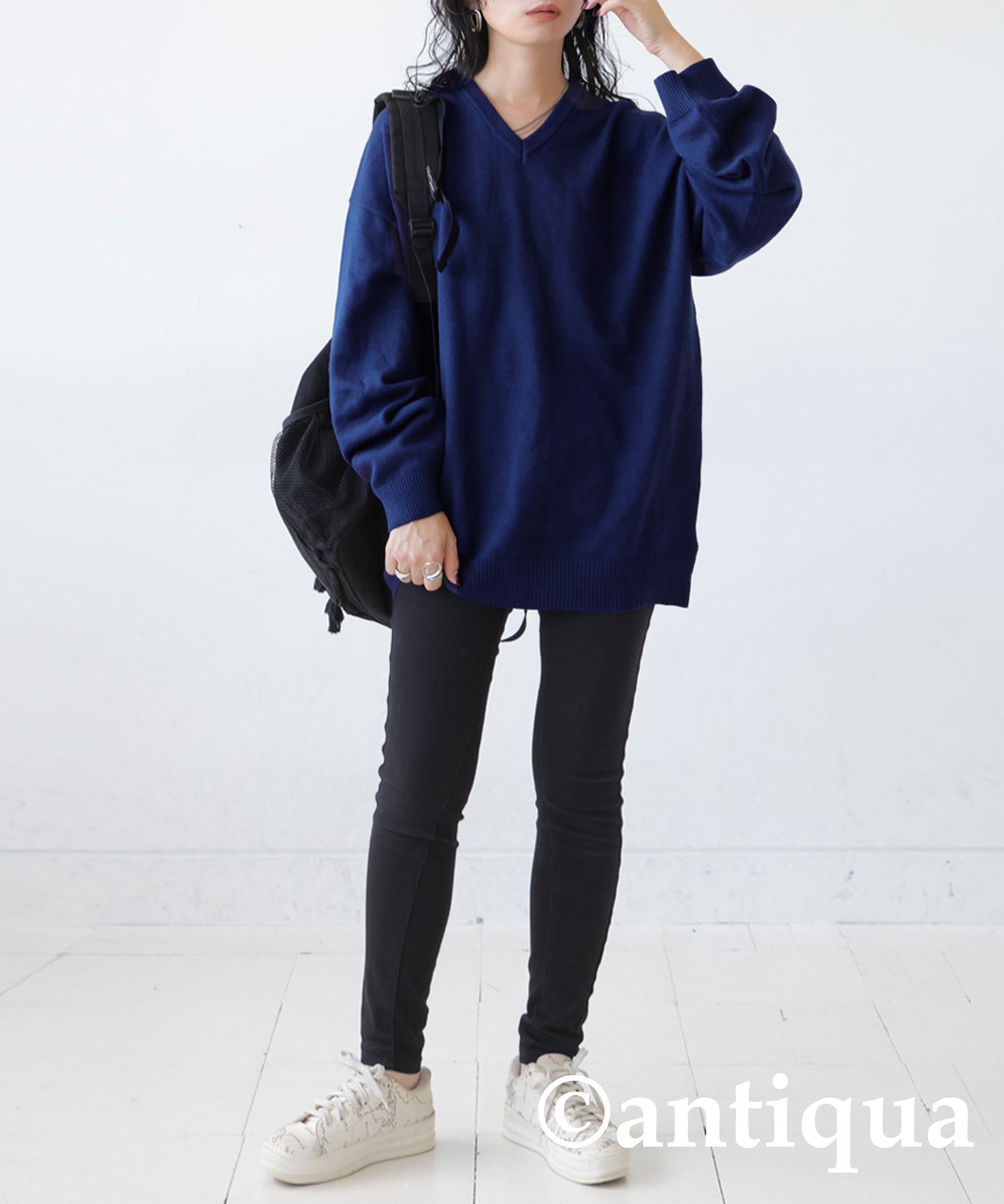 V-Neck Long Sleeve Knit Ladies