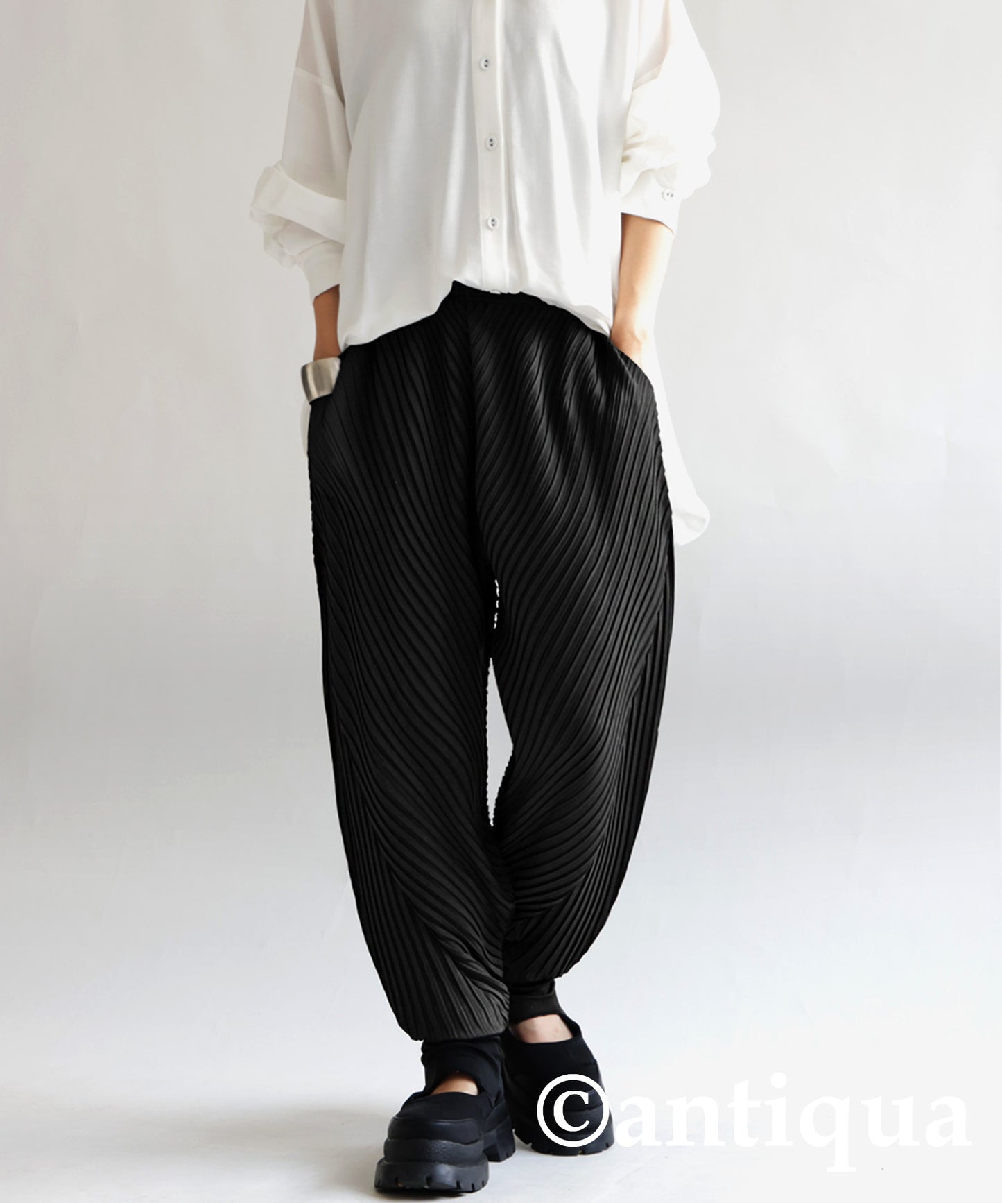 Pleated wide pants Ladies