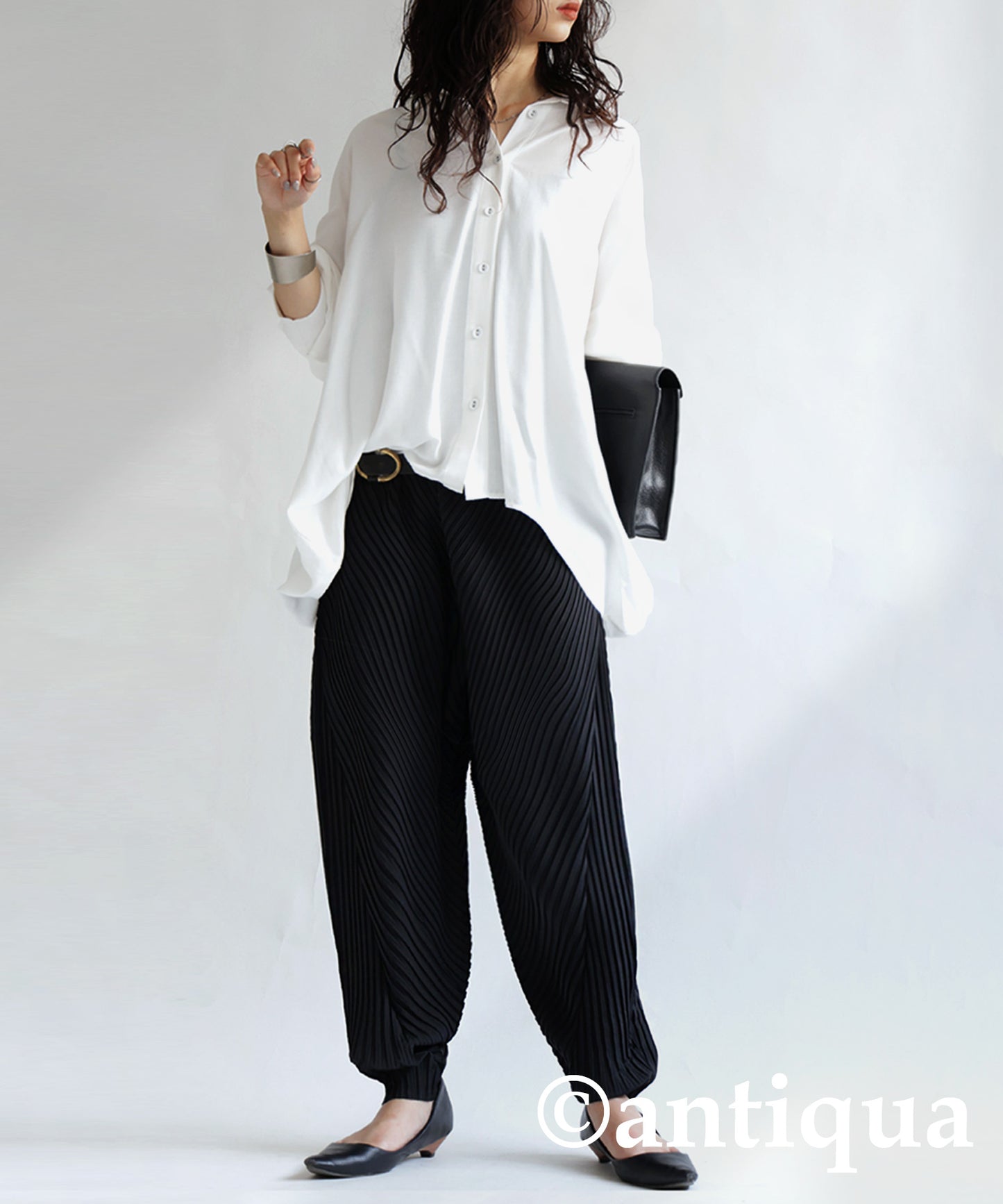 Pleated wide pants Ladies