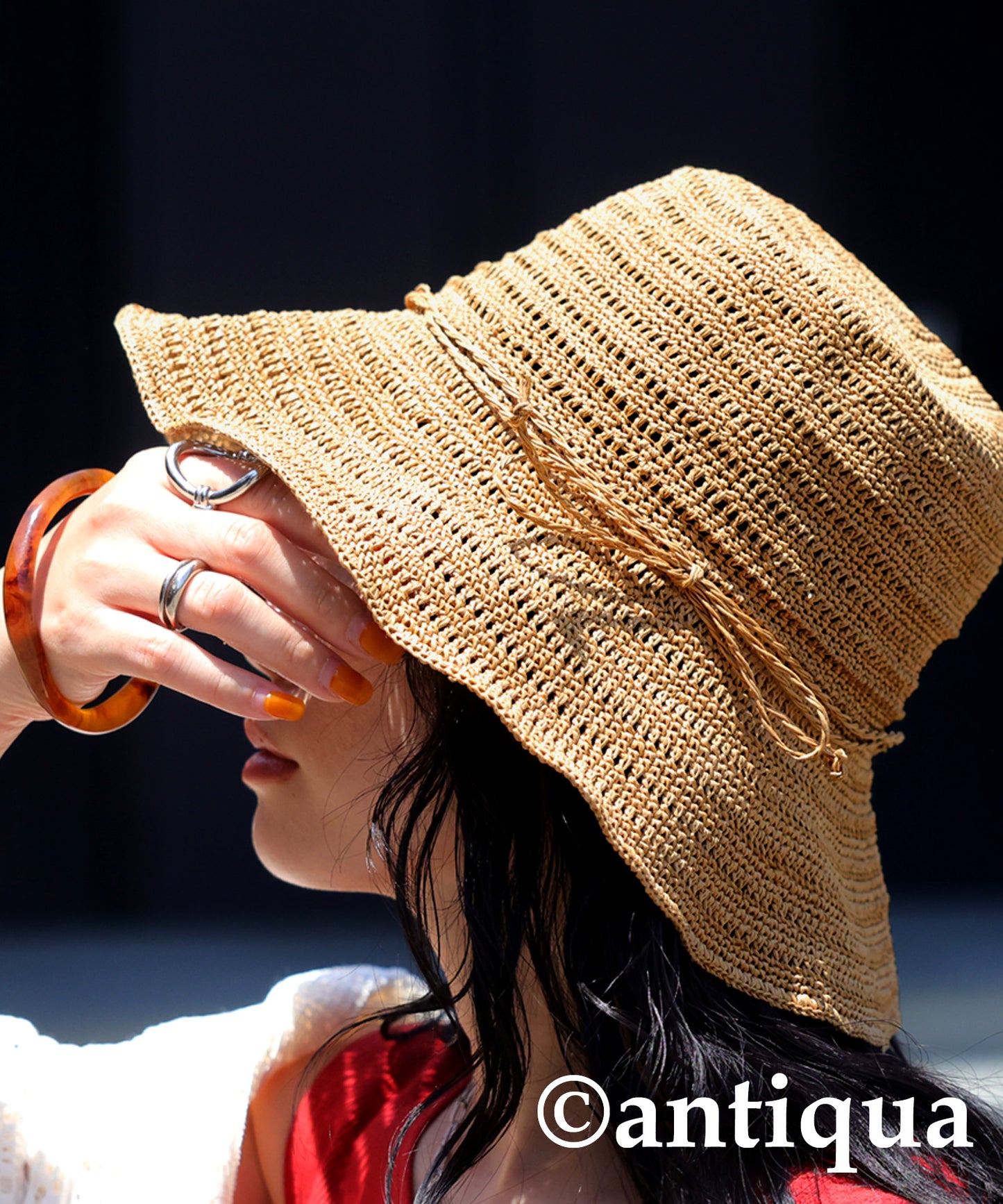 Ladies Woven Paper Bucket Hat UV Cut