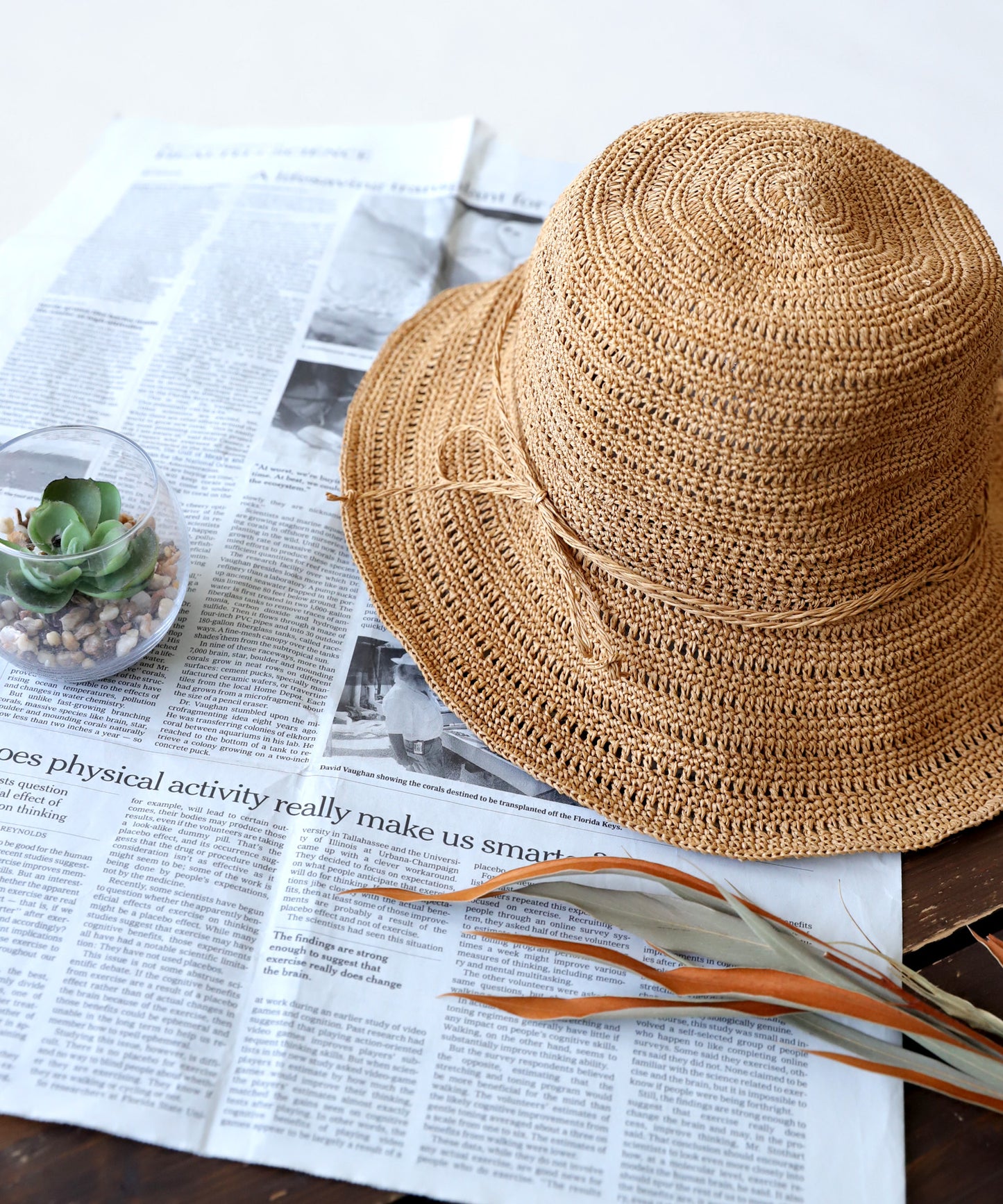 Ladies Woven Paper Bucket Hat UV Cut