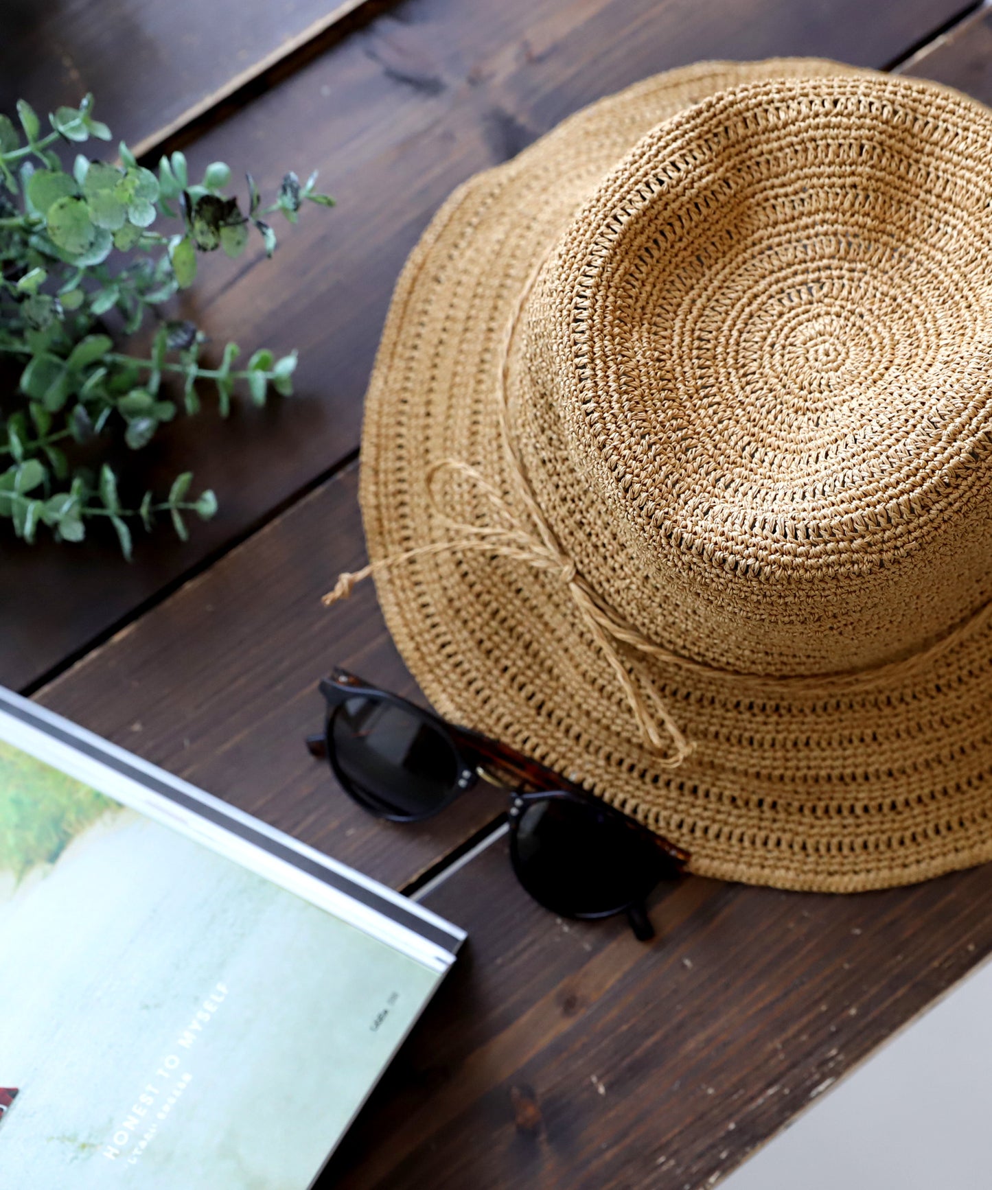 Ladies Woven Paper Bucket Hat UV Cut