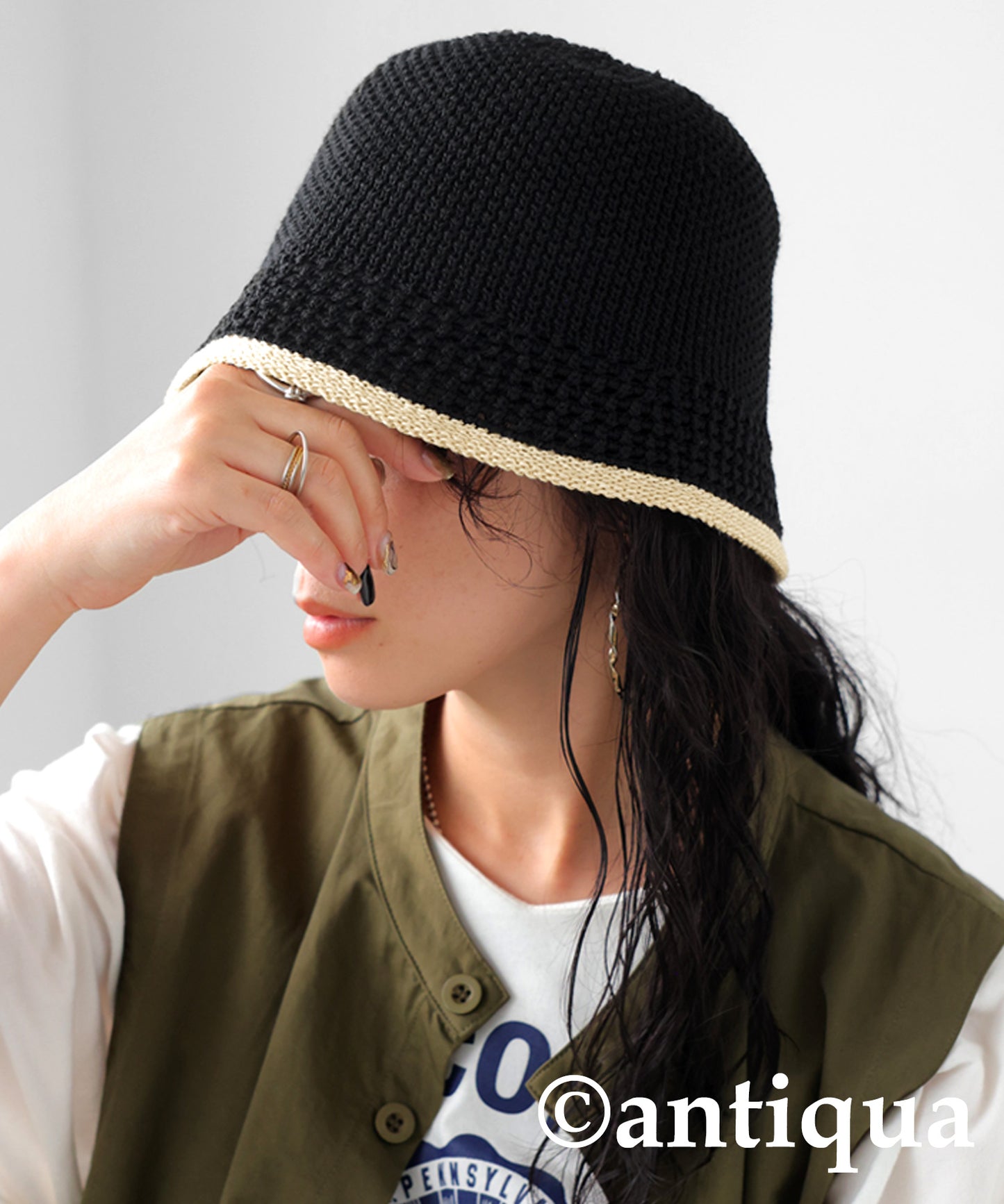 Ladies Woven Paper Bucket Hat Simple Natural