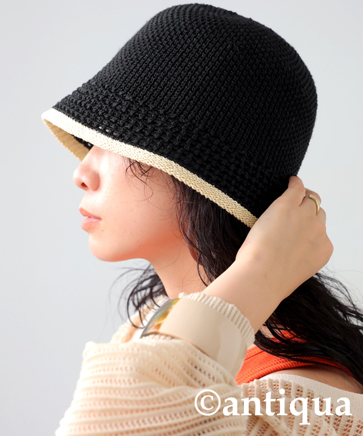 Ladies Woven Paper Bucket Hat Simple Natural