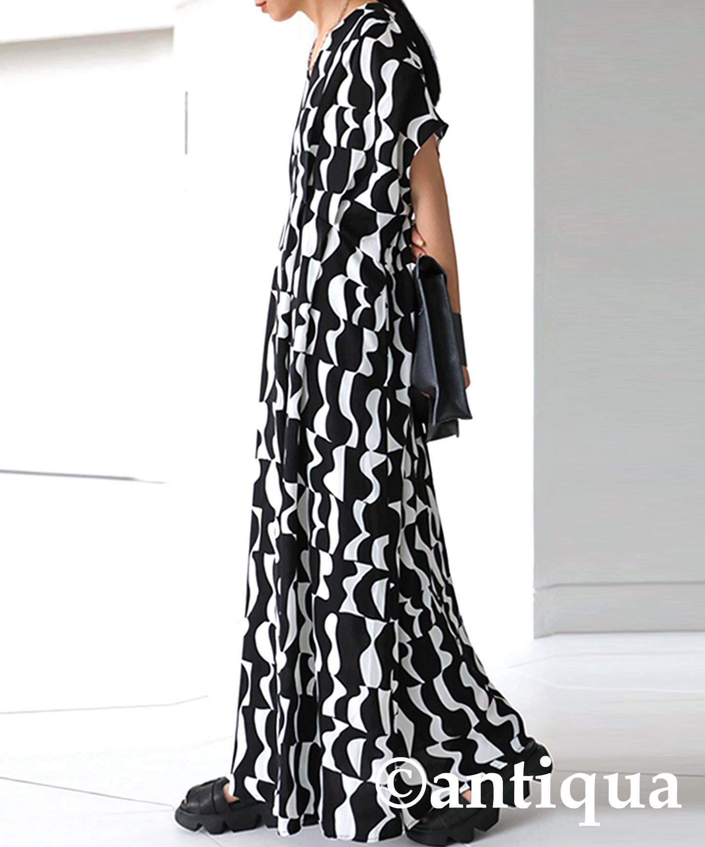 Ladies geometric pattern long casual dress