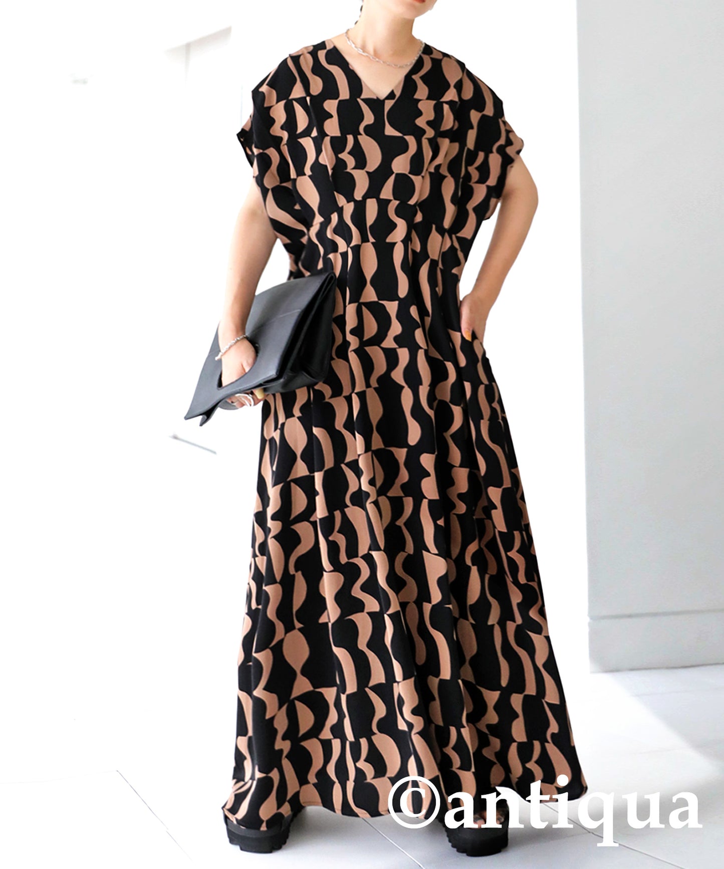 Ladies geometric pattern long casual dress
