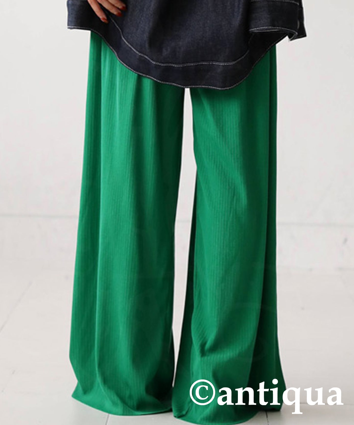 Cool touch UV Cut Ladies Ribwide Pants, Self -Cut pants