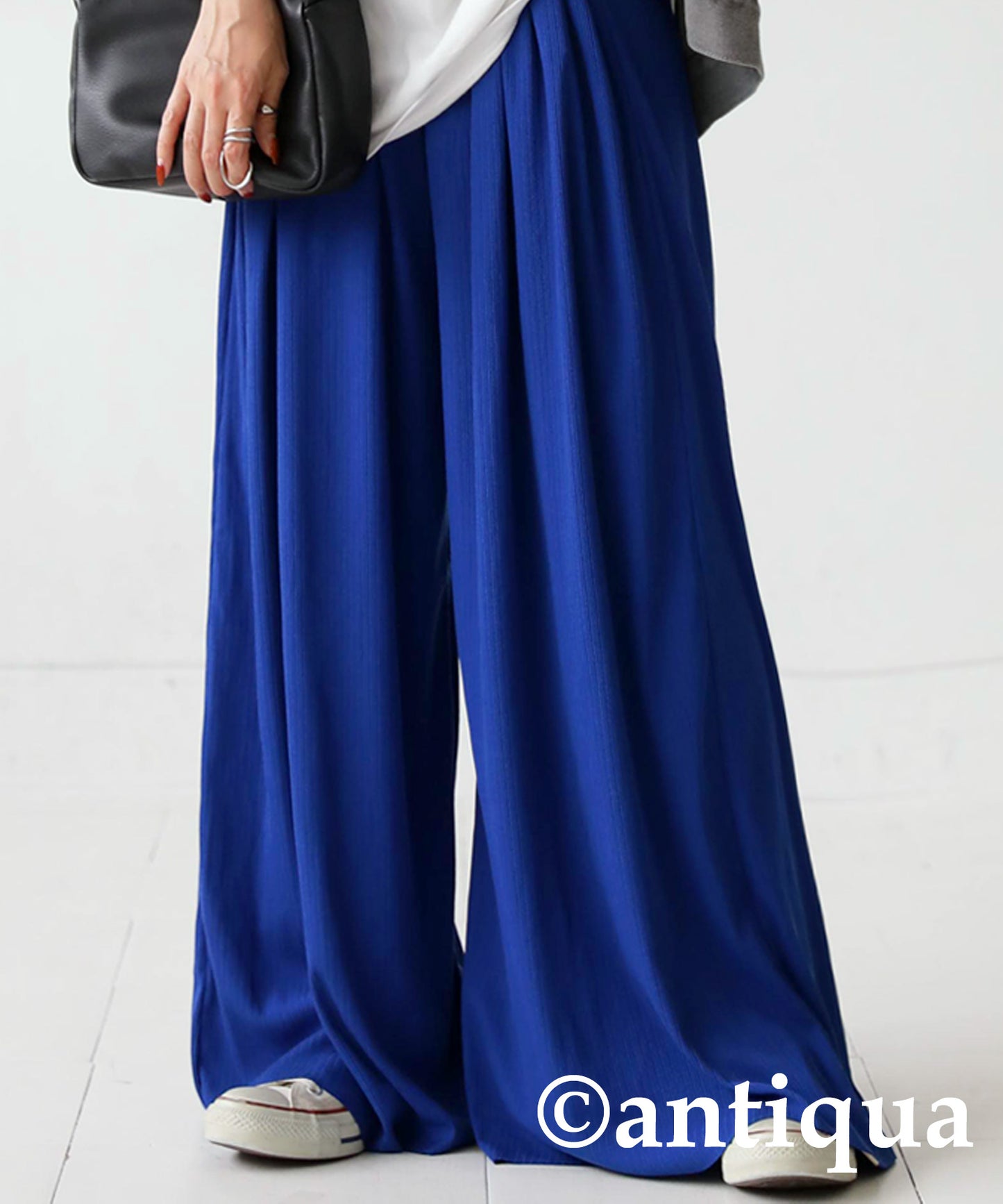 Cool touch UV Cut Ladies Ribwide Pants, Self -Cut pants