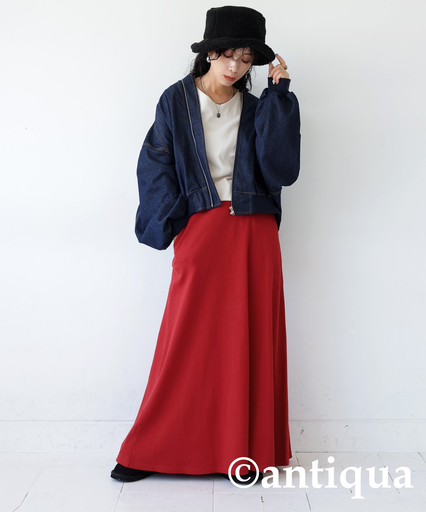 Rib flare skirt Ladies