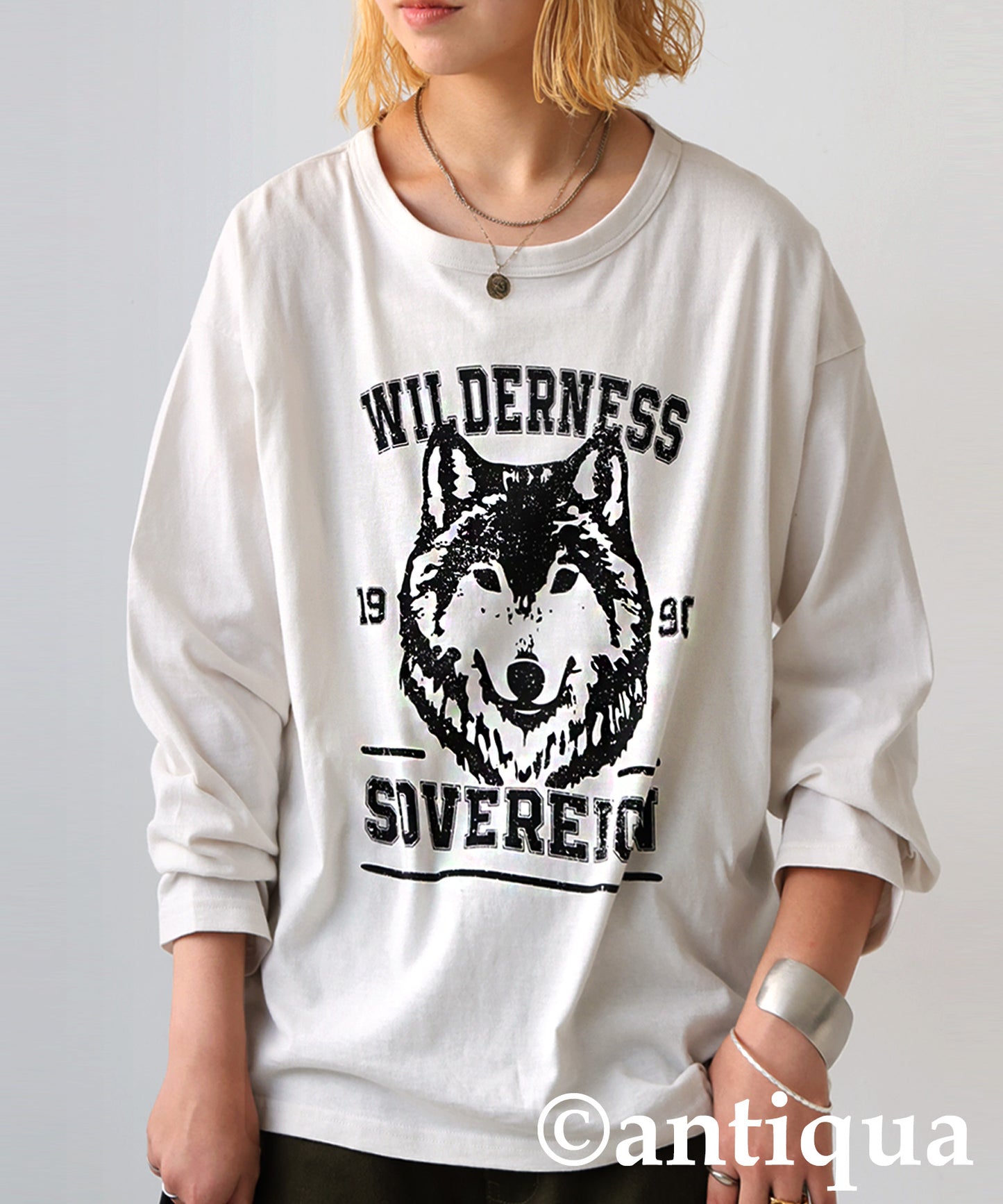 Long-Sleeved 100% Cotton Animal Print Long-Sleeved T-Shirt Ladies