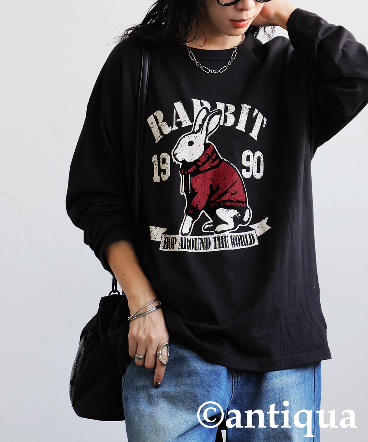 Long-Sleeved 100% Cotton Animal Print Long-Sleeved T-Shirt Ladies