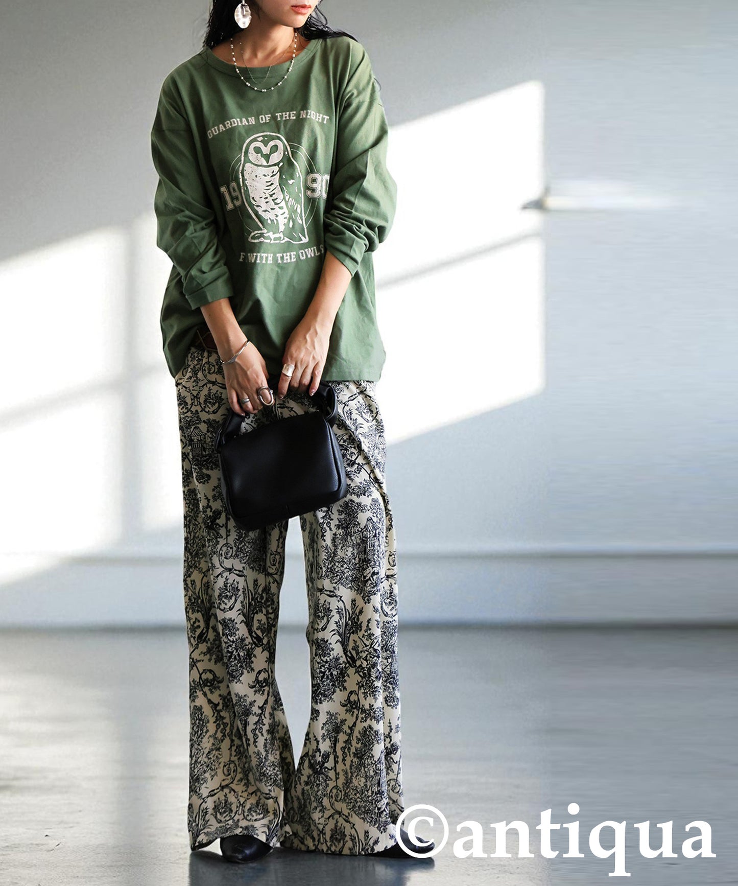 Long-Sleeved 100% Cotton Animal Print Long-Sleeved T-Shirt Ladies